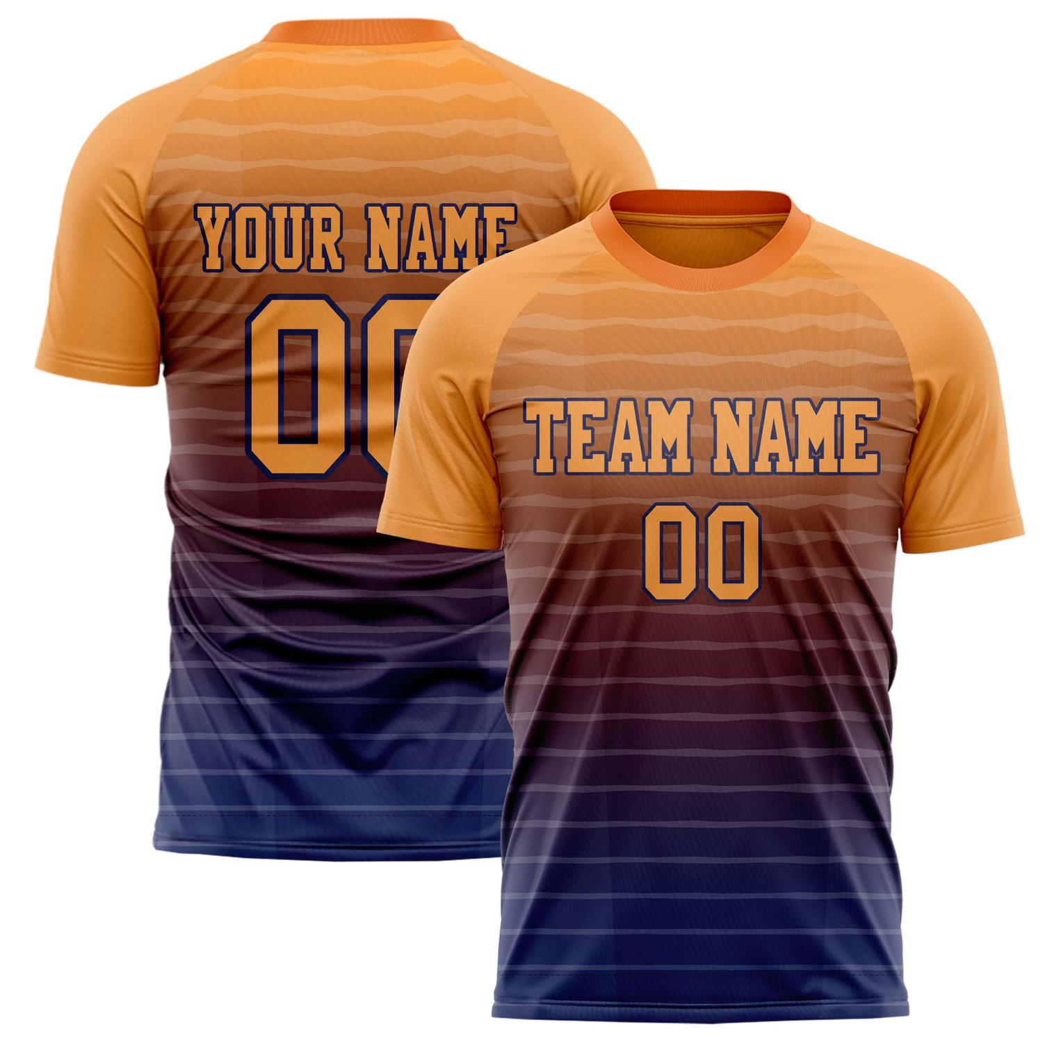 Custom Orange Navy Pattern Soccer Jersey FT02240808XF092