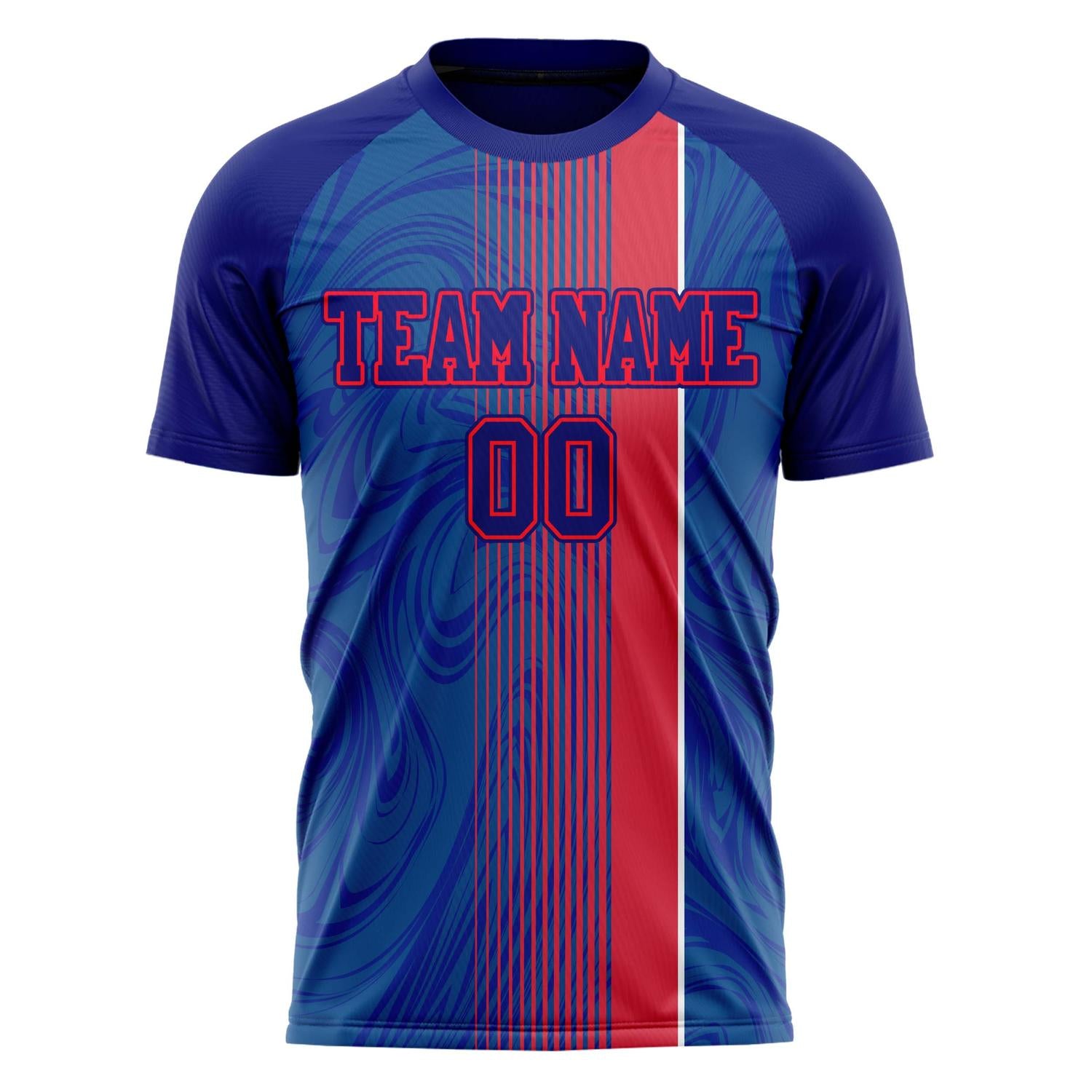 Custom Navy Red Pattern Soccer Jersey