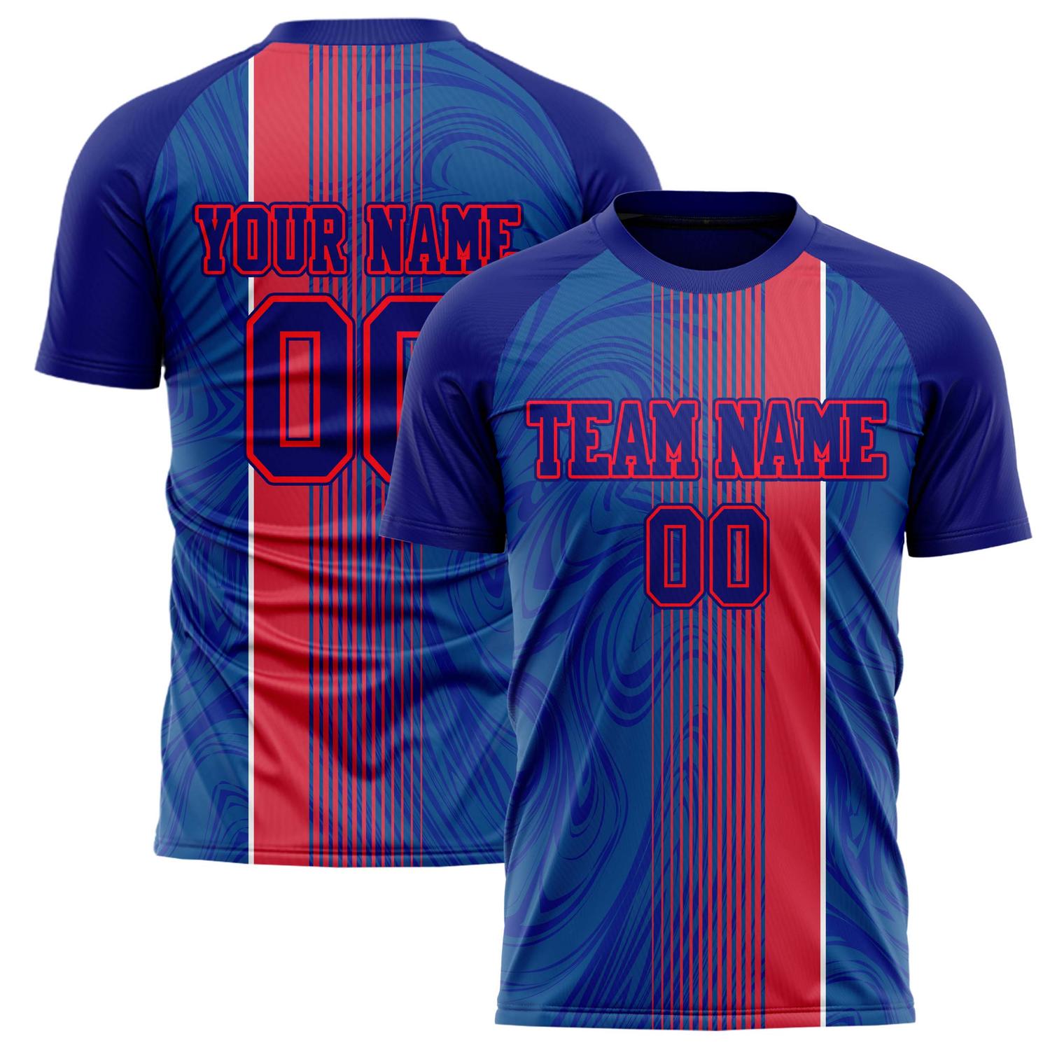 Custom Navy Red Pattern Soccer Jersey FT02240808XF093