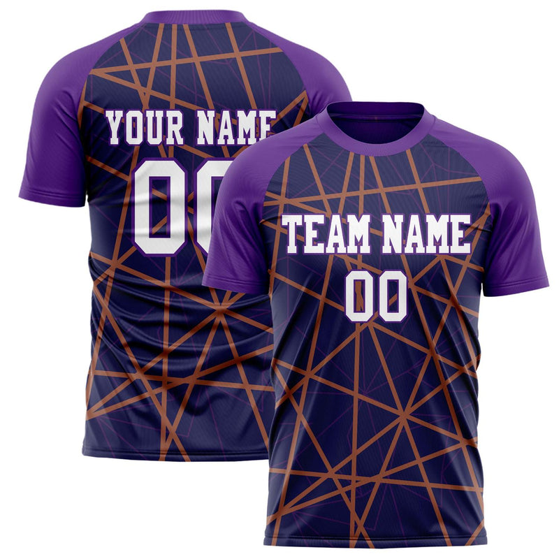 Custom Navy Purple Pattern Soccer Jersey FT02240808XF094