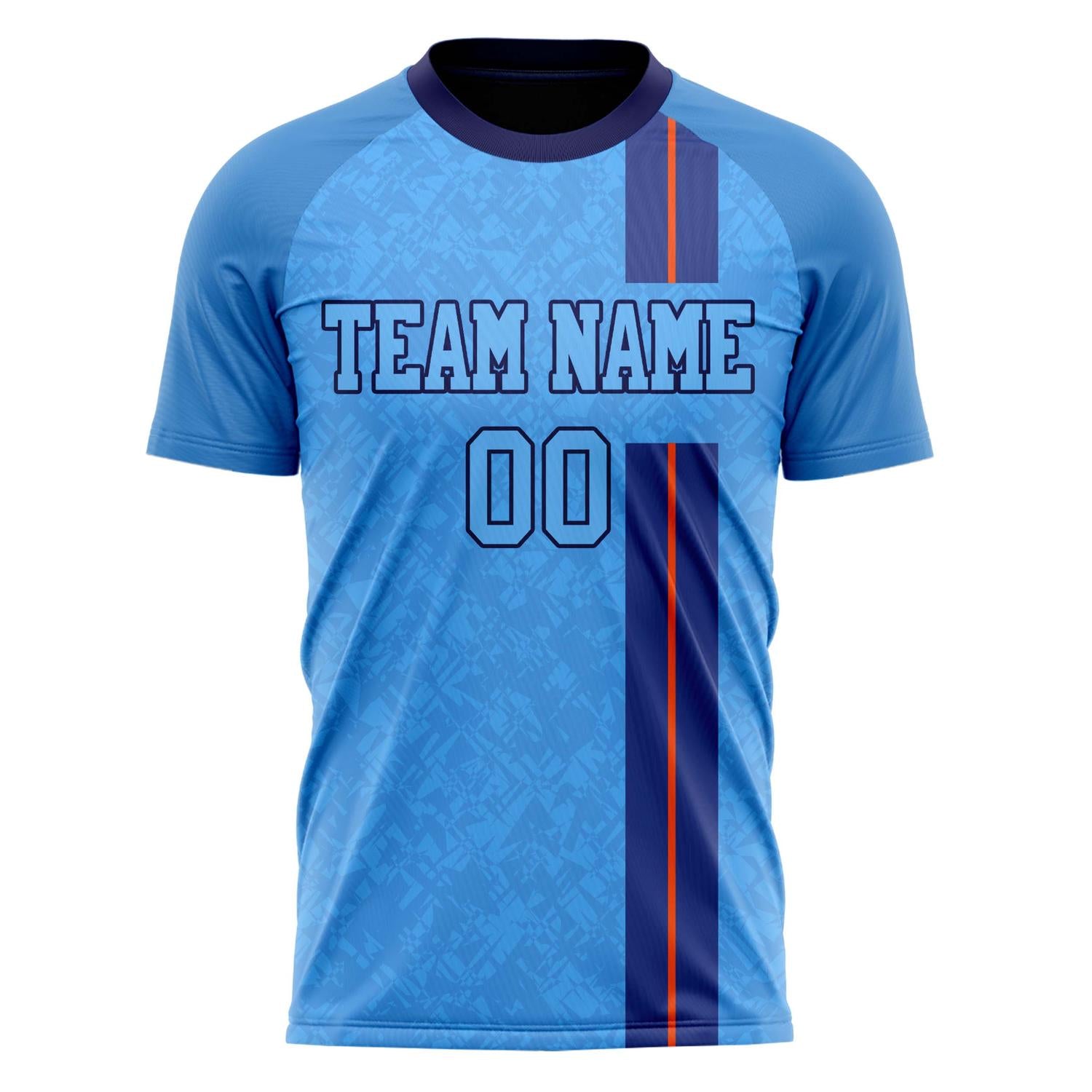 Custom Blue Black Pattern Soccer Jersey