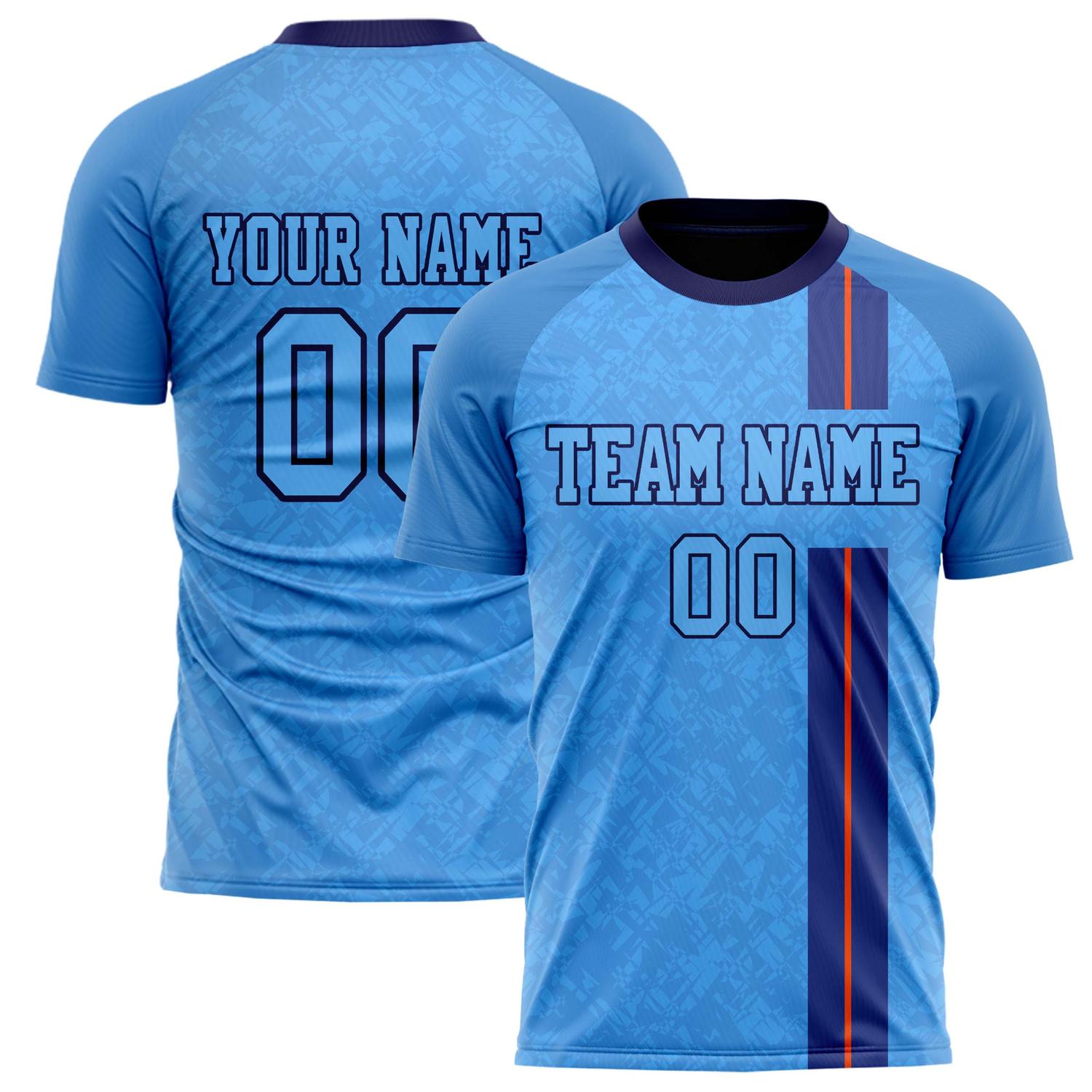 Custom Blue Black Pattern Soccer Jersey FT02240808XF095