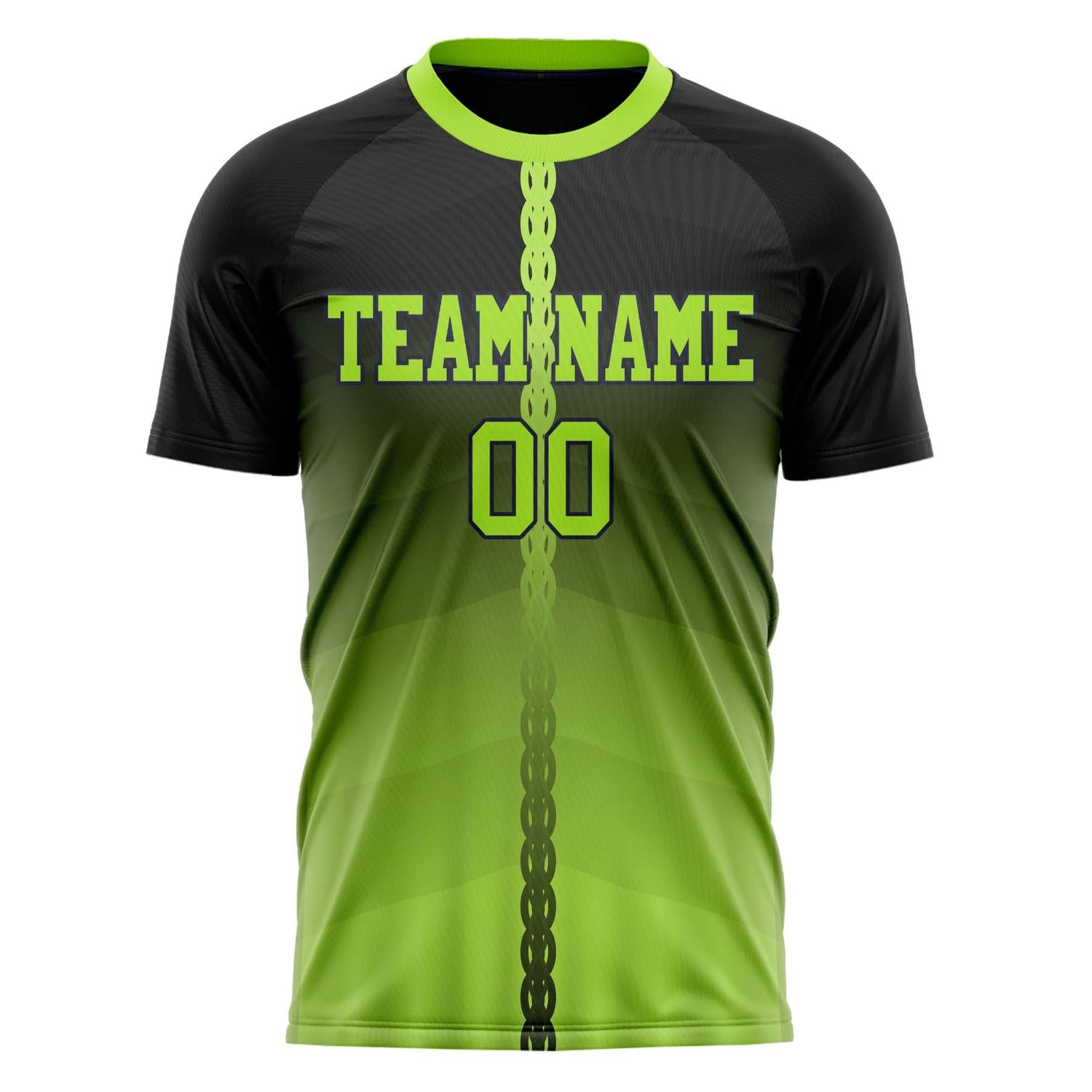 Custom Black Neon Green Pattern Soccer Jersey