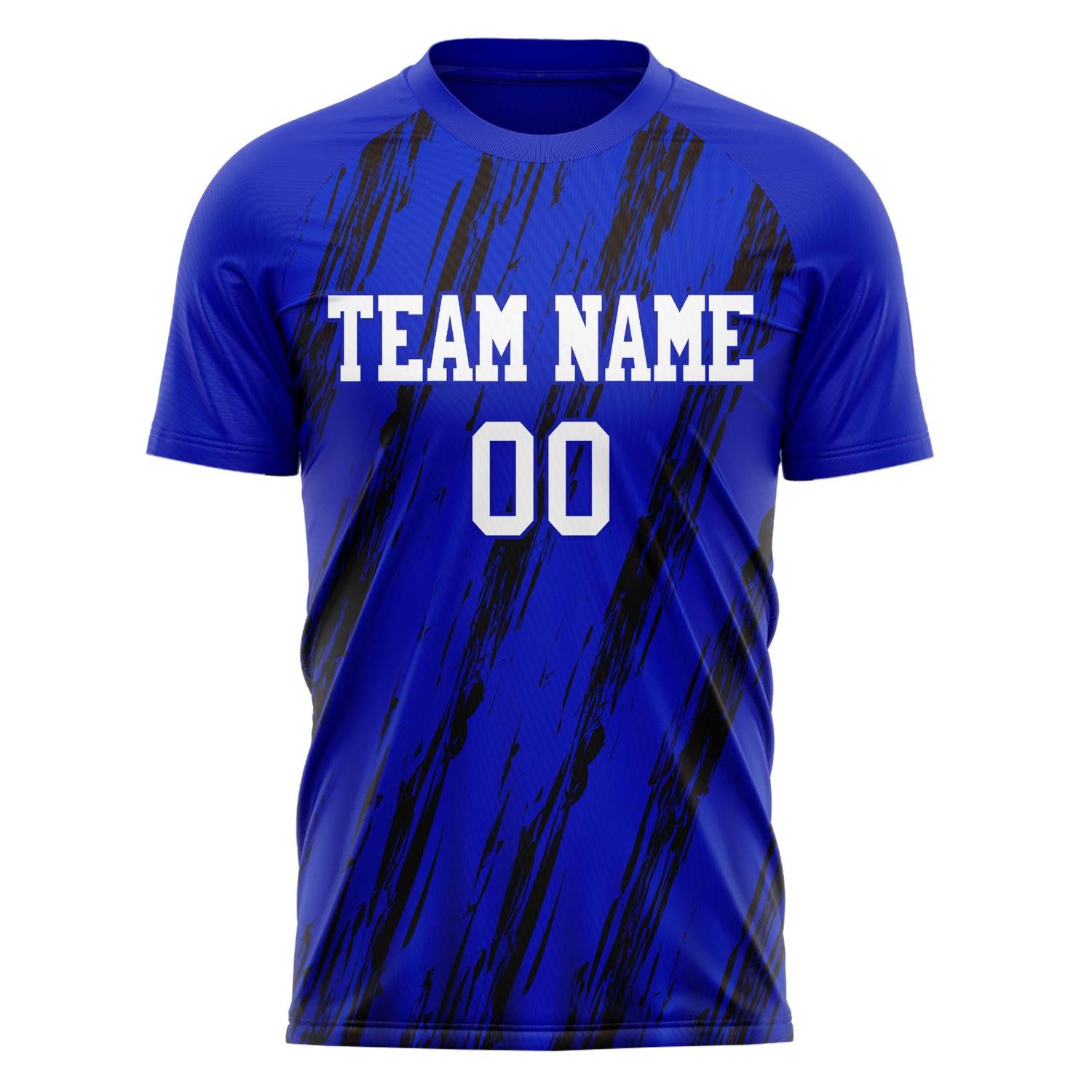 Custom Blue Black Pattern Soccer Jersey