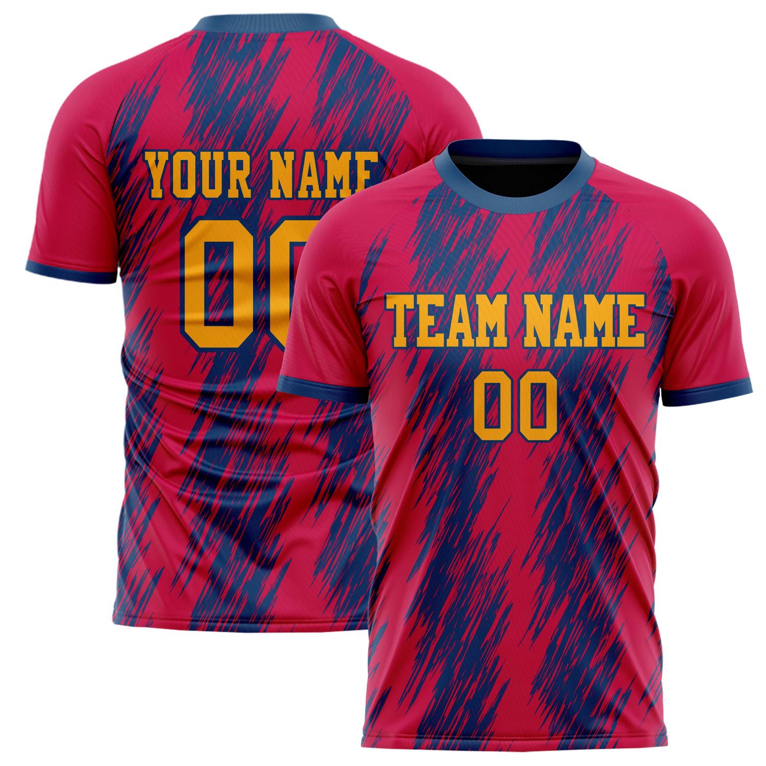 Custom Red Navy Pattern Soccer Jersey FT02240808XF103