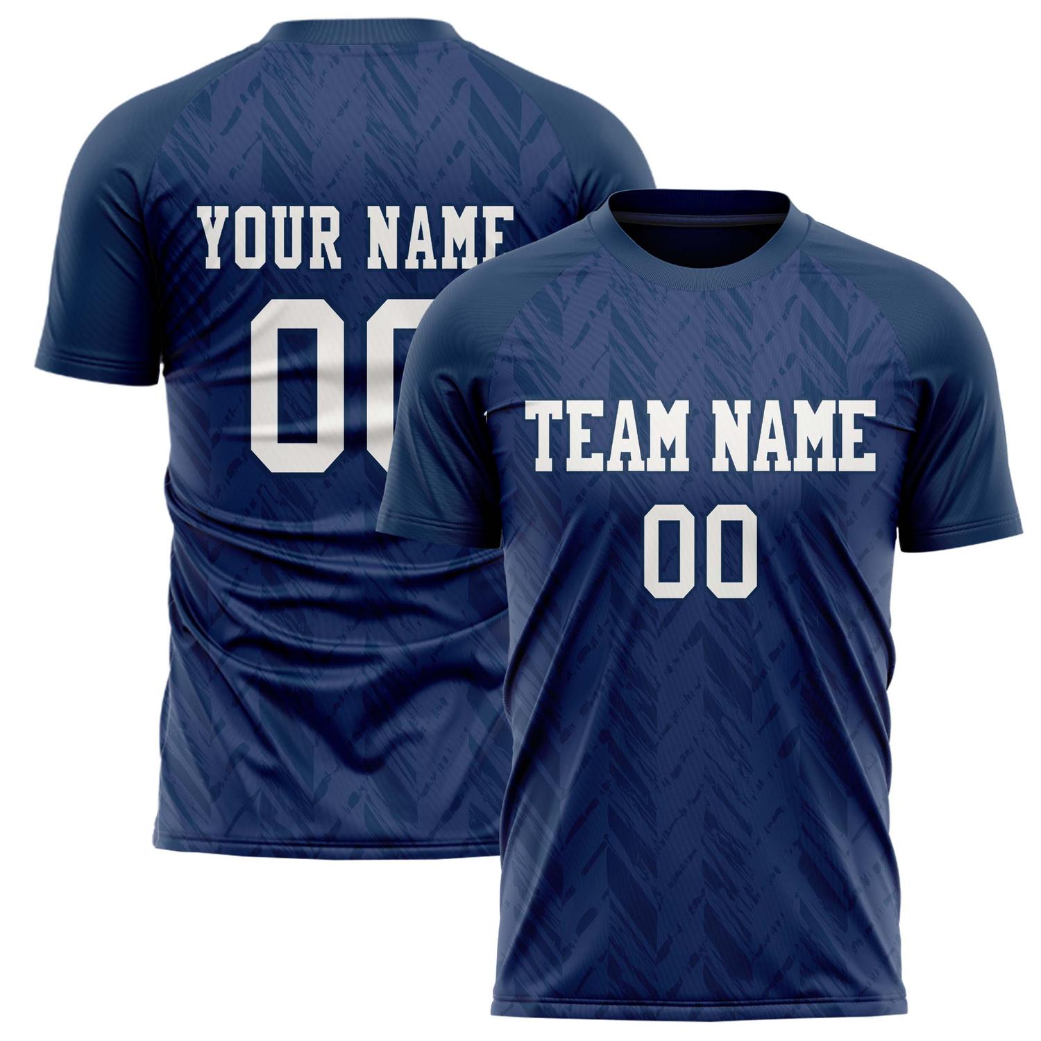 Custom Navy White Pattern Soccer Jersey FT02240808XF104