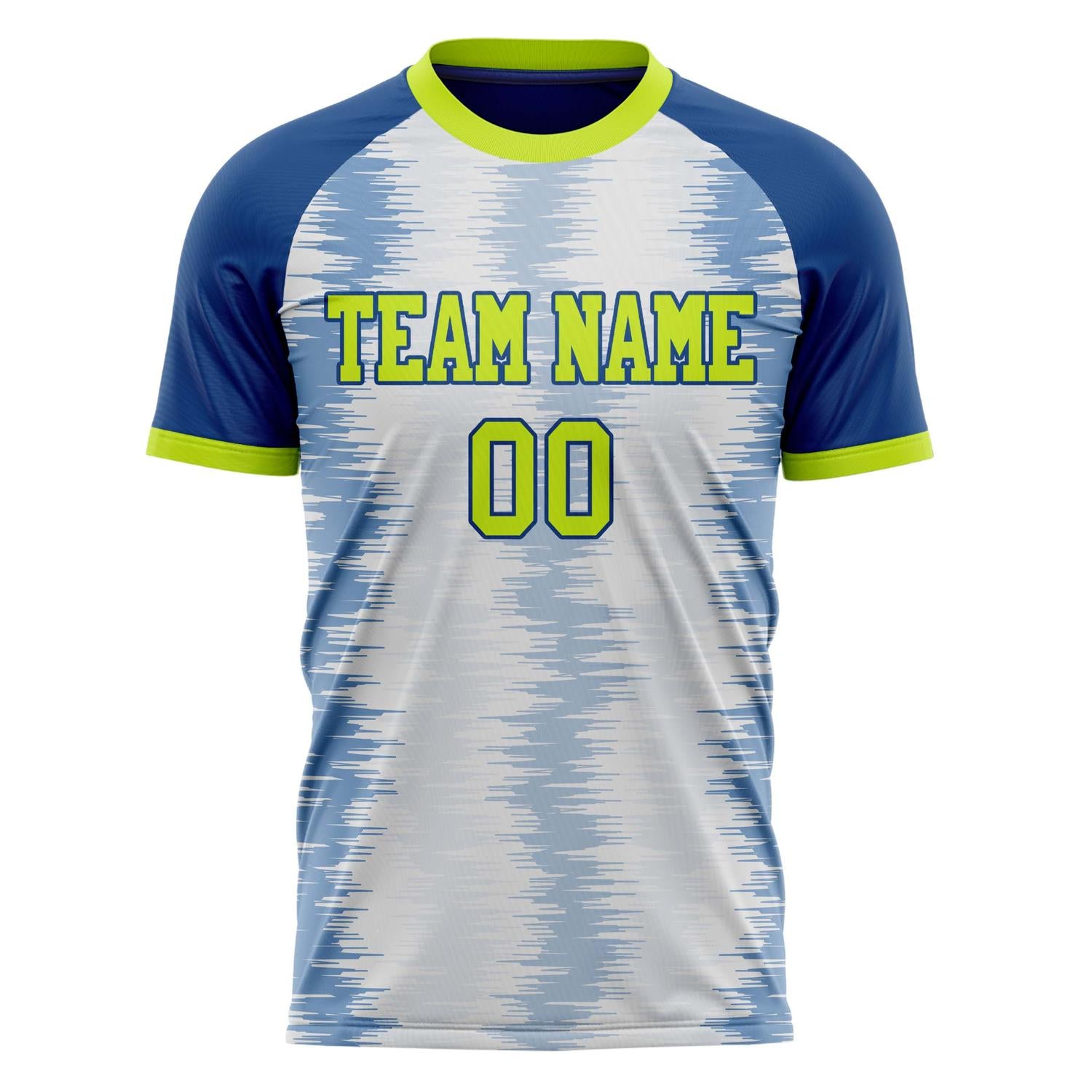 Custom White Navy Pattern Soccer Jersey