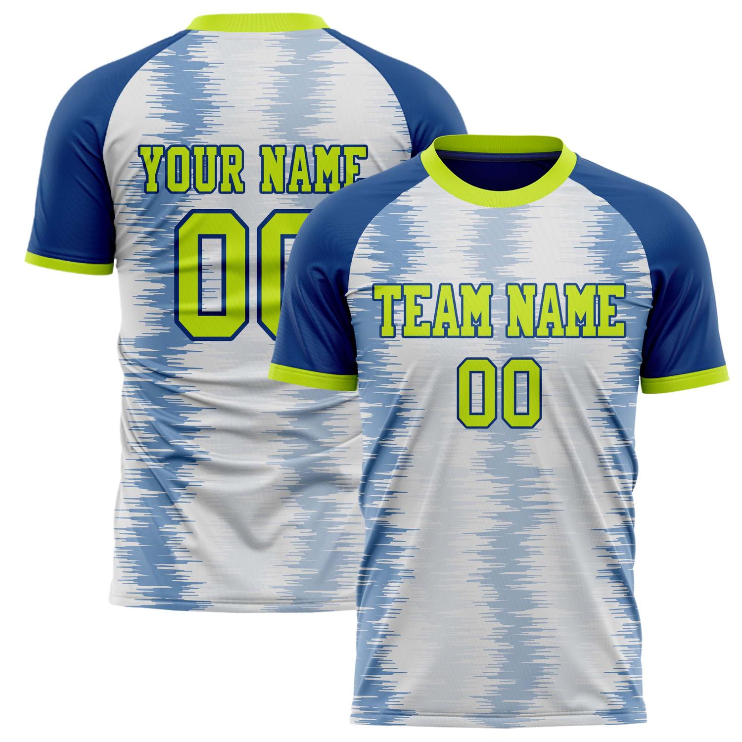 Custom White Navy Pattern Soccer Jersey FT02240808XF105