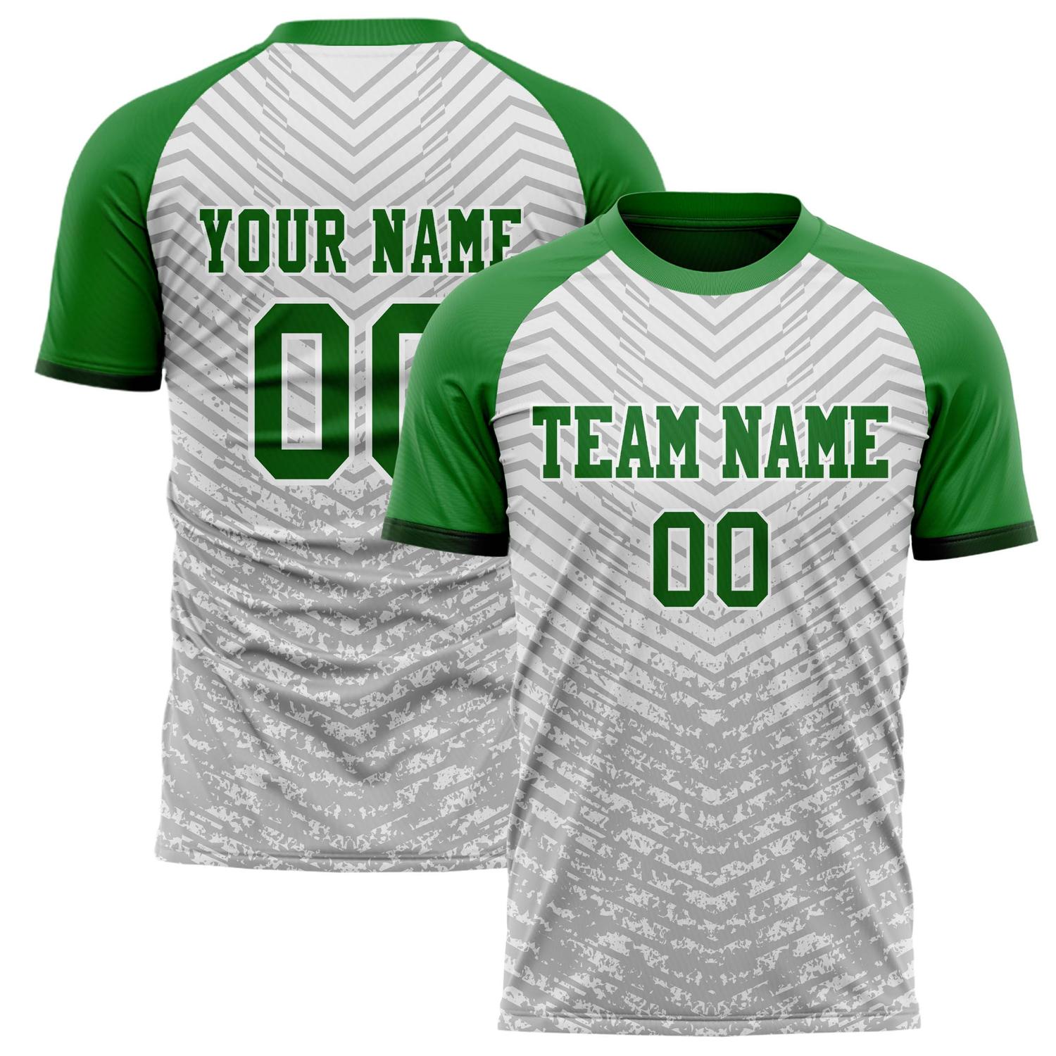 Custom Gray Kelly Green Pattern Soccer Jersey FT02240808XF107