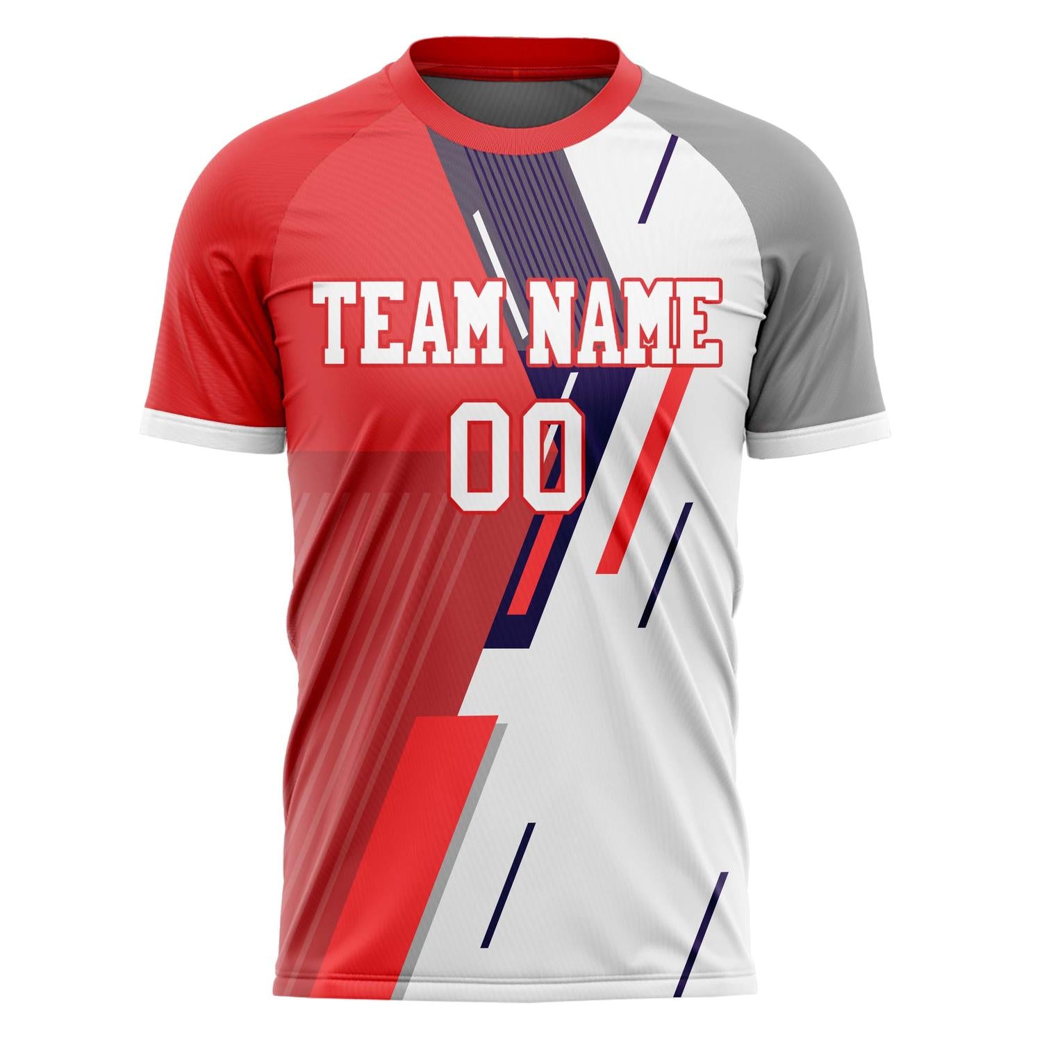 Custom Red White Pattern Soccer Jersey