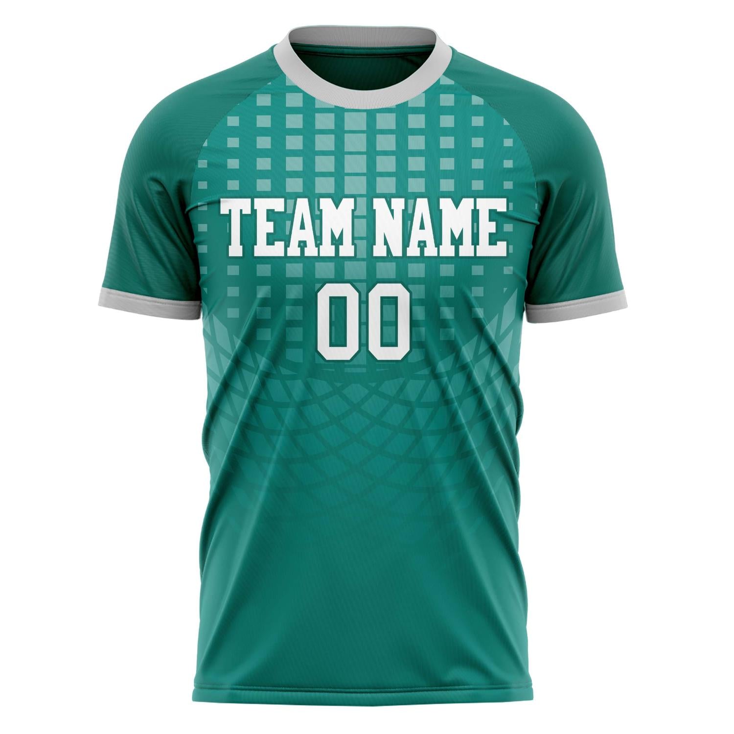 Custom Teal Gray Pattern Soccer Jersey