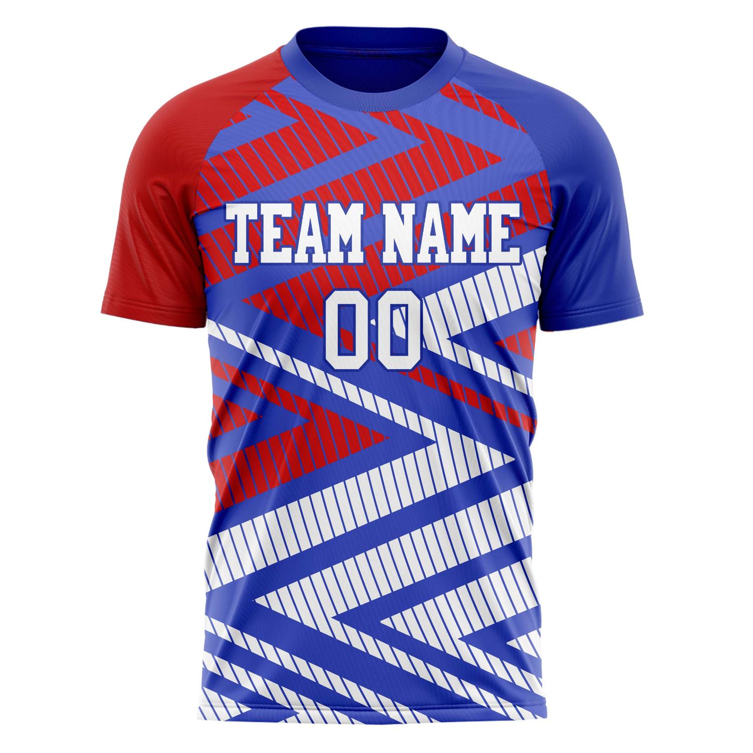 Custom Royal Red Pattern Soccer Jersey