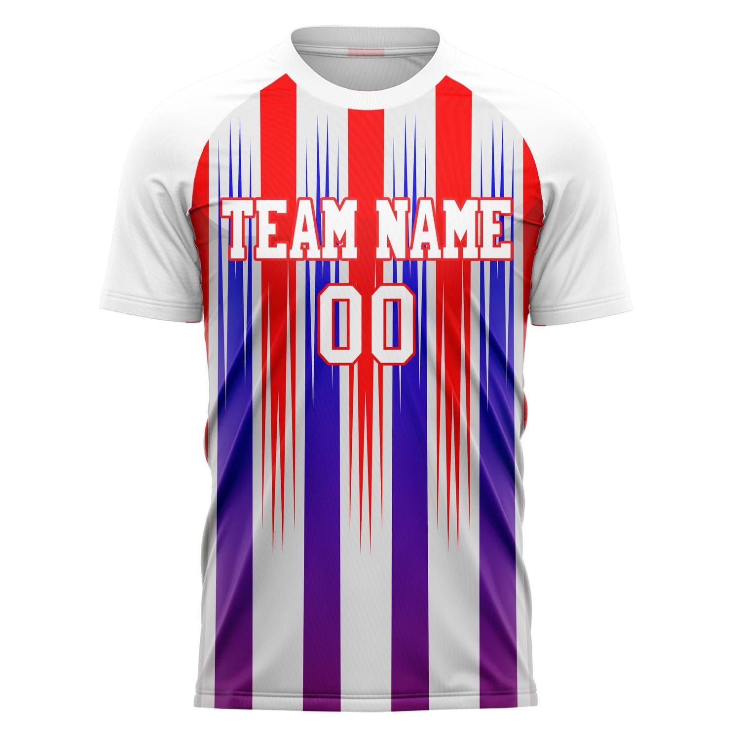 Custom White Red Pattern Soccer Jersey
