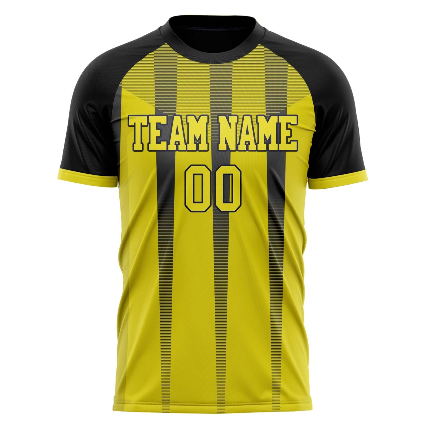 Custom Yellow Black Pattern Soccer Jersey