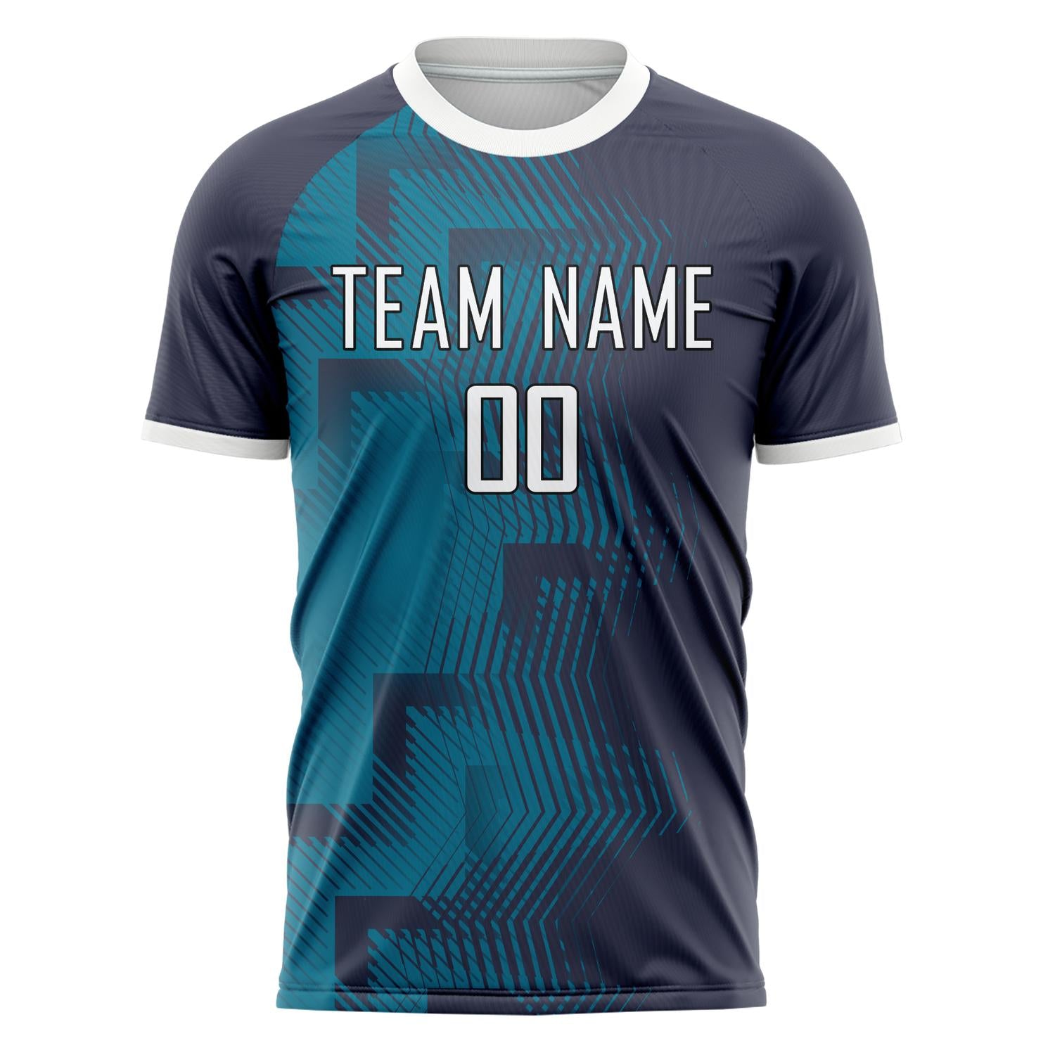 Custom Navy White Pattern Soccer Jersey
