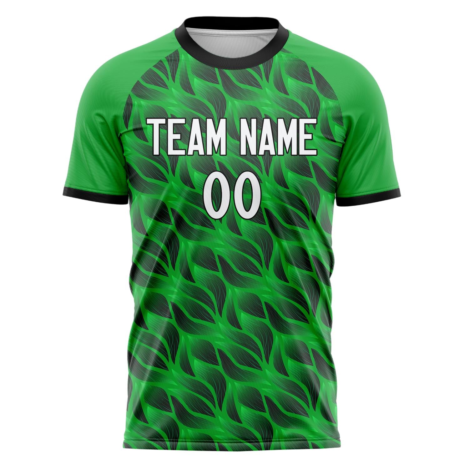 Custom Kelly Green Black Pattern Soccer Jersey