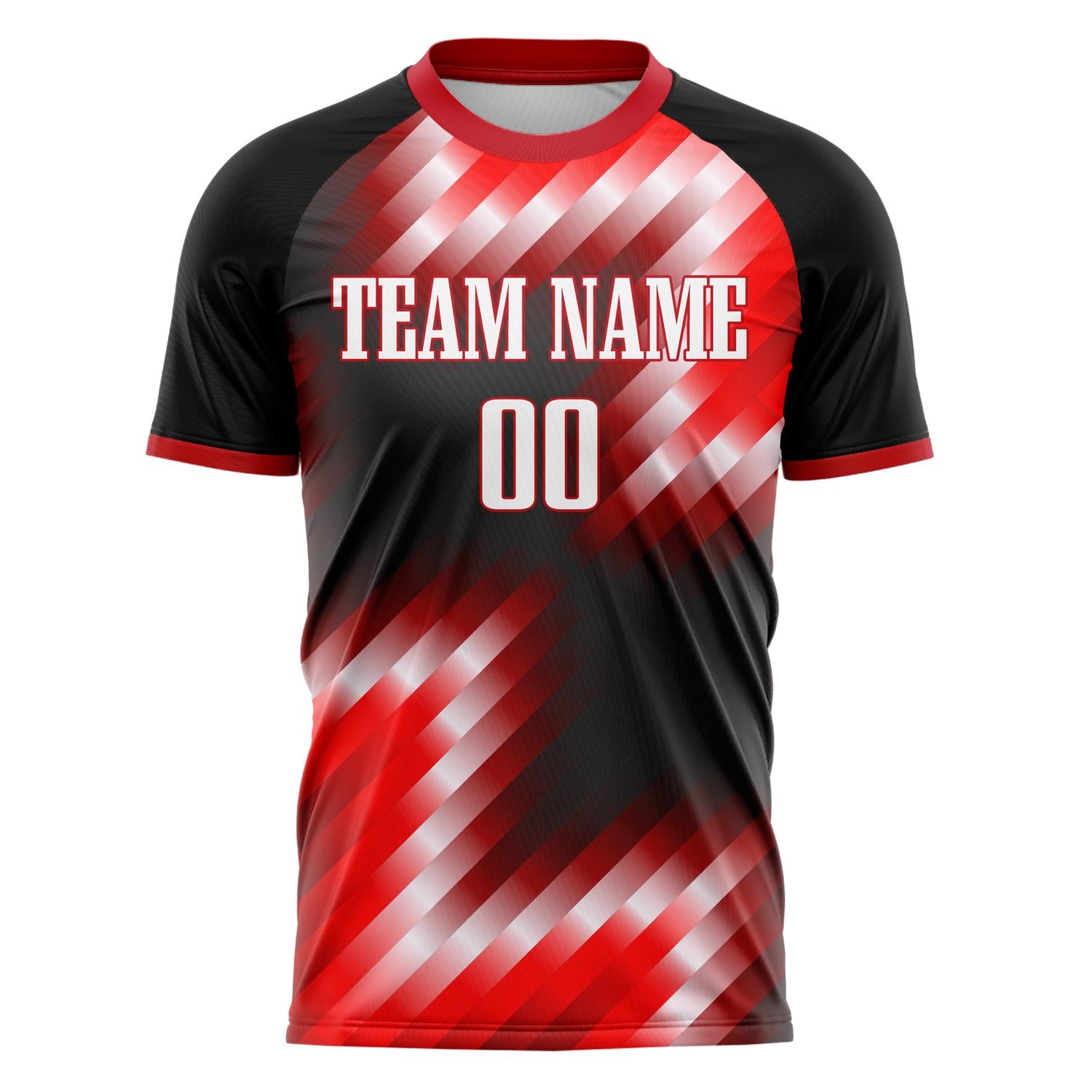 Custom Black Red Pattern Soccer Jersey