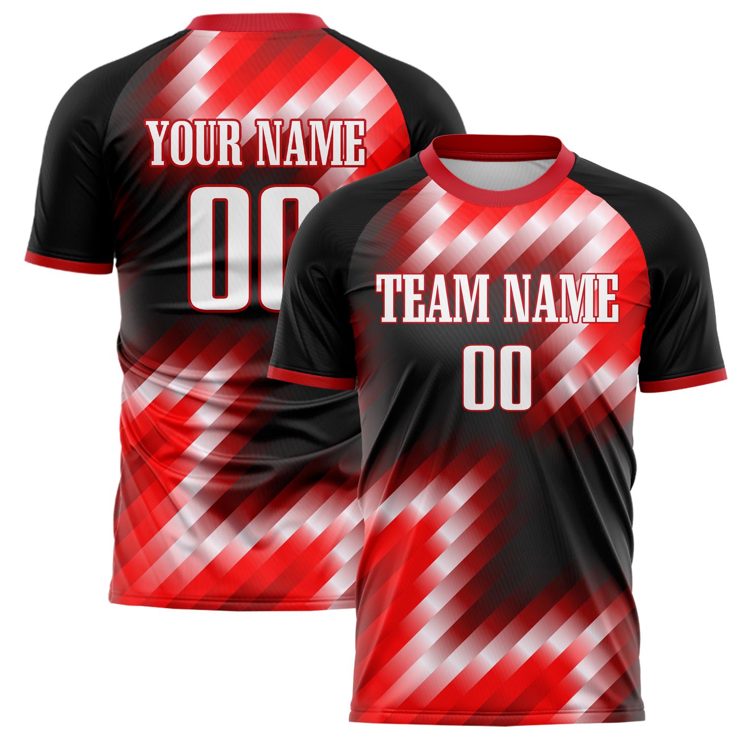 Custom Black Red Pattern Soccer Jersey FT02240809JC004