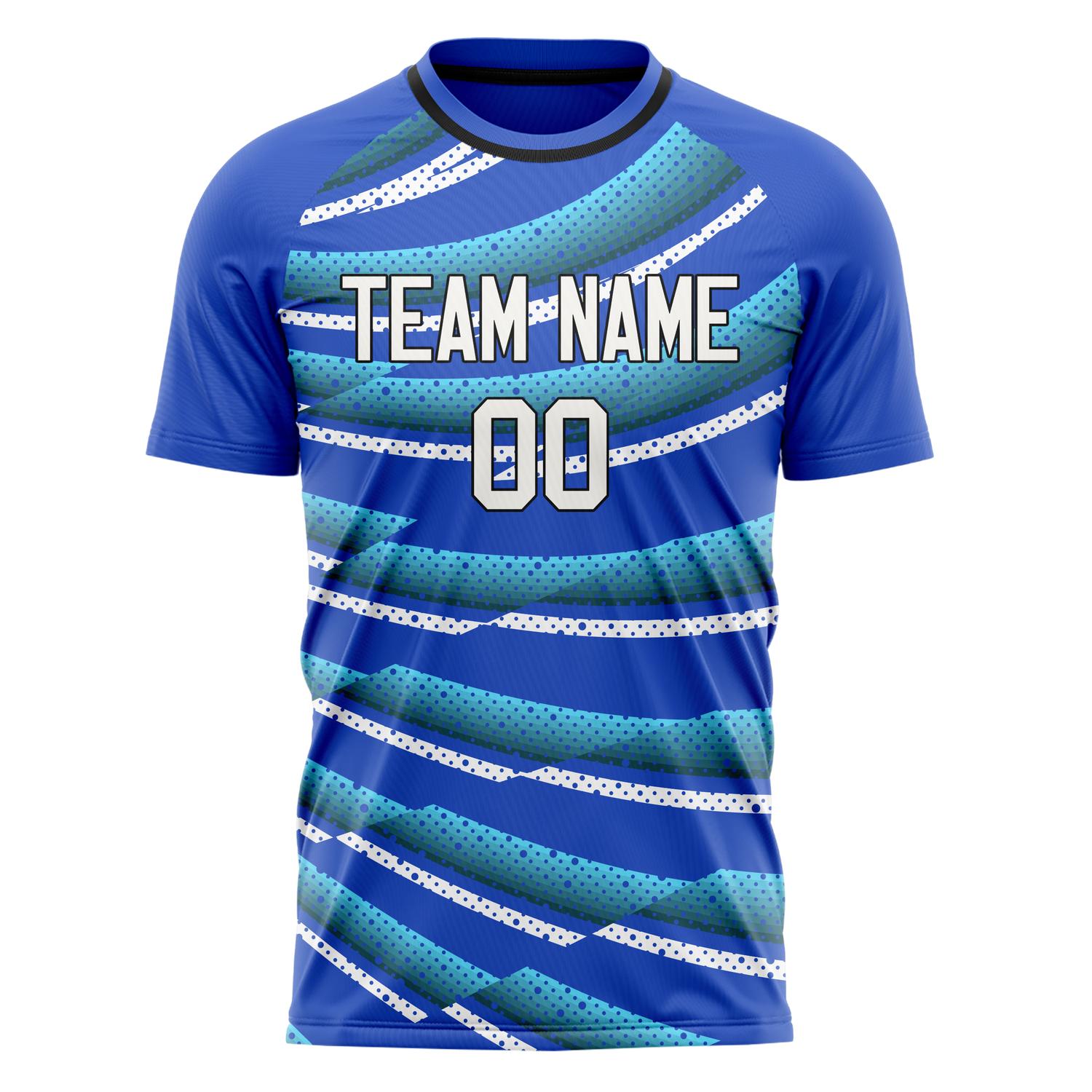 Custom Blue White Pattern Soccer Jersey