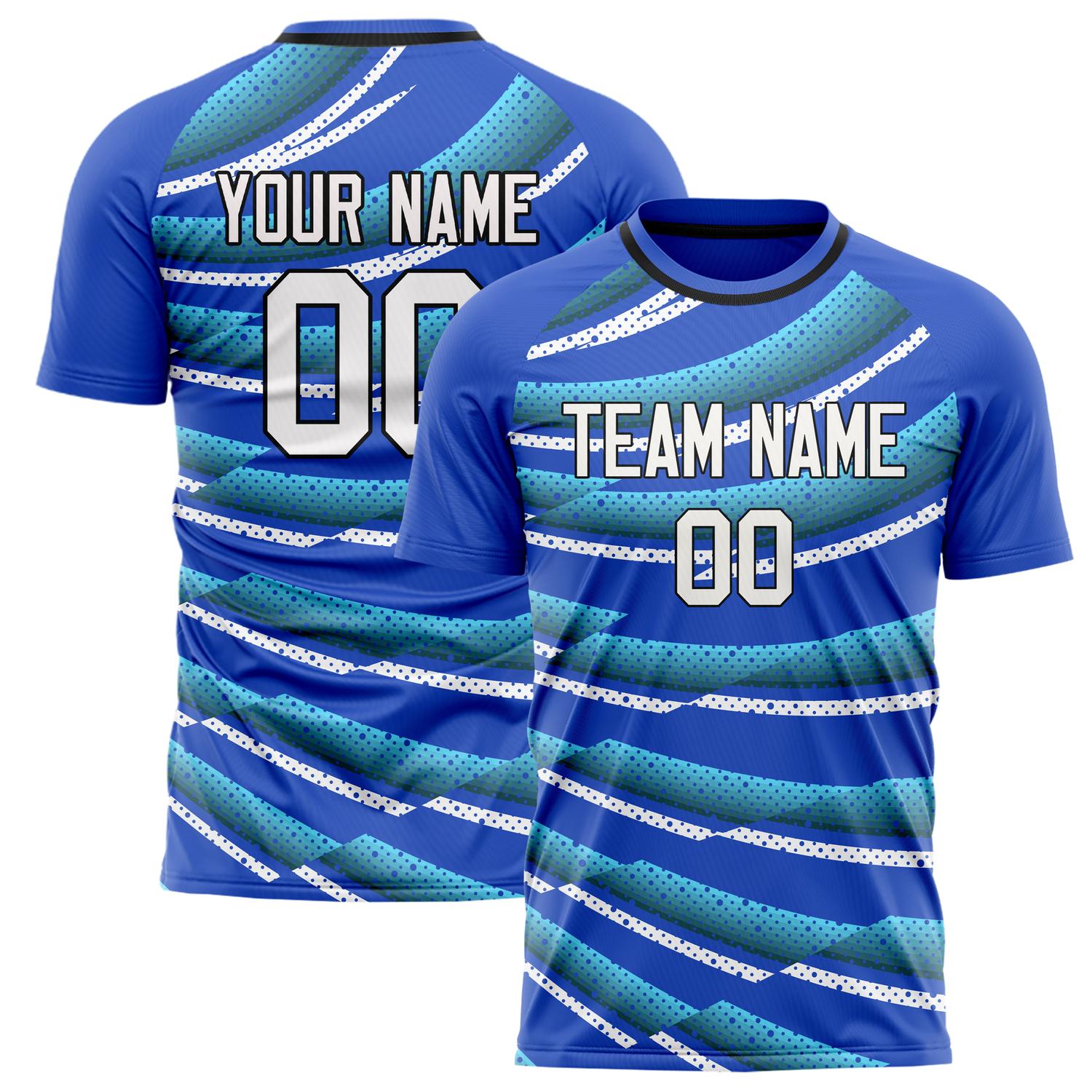 Custom Blue White Pattern Soccer Jersey FT02240809JC005