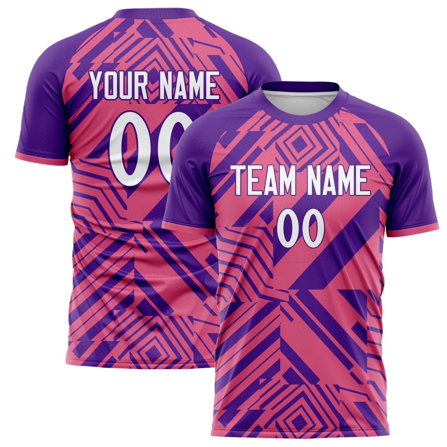 Custom Pink Purple Pattern Soccer Jersey FT02240809JC006