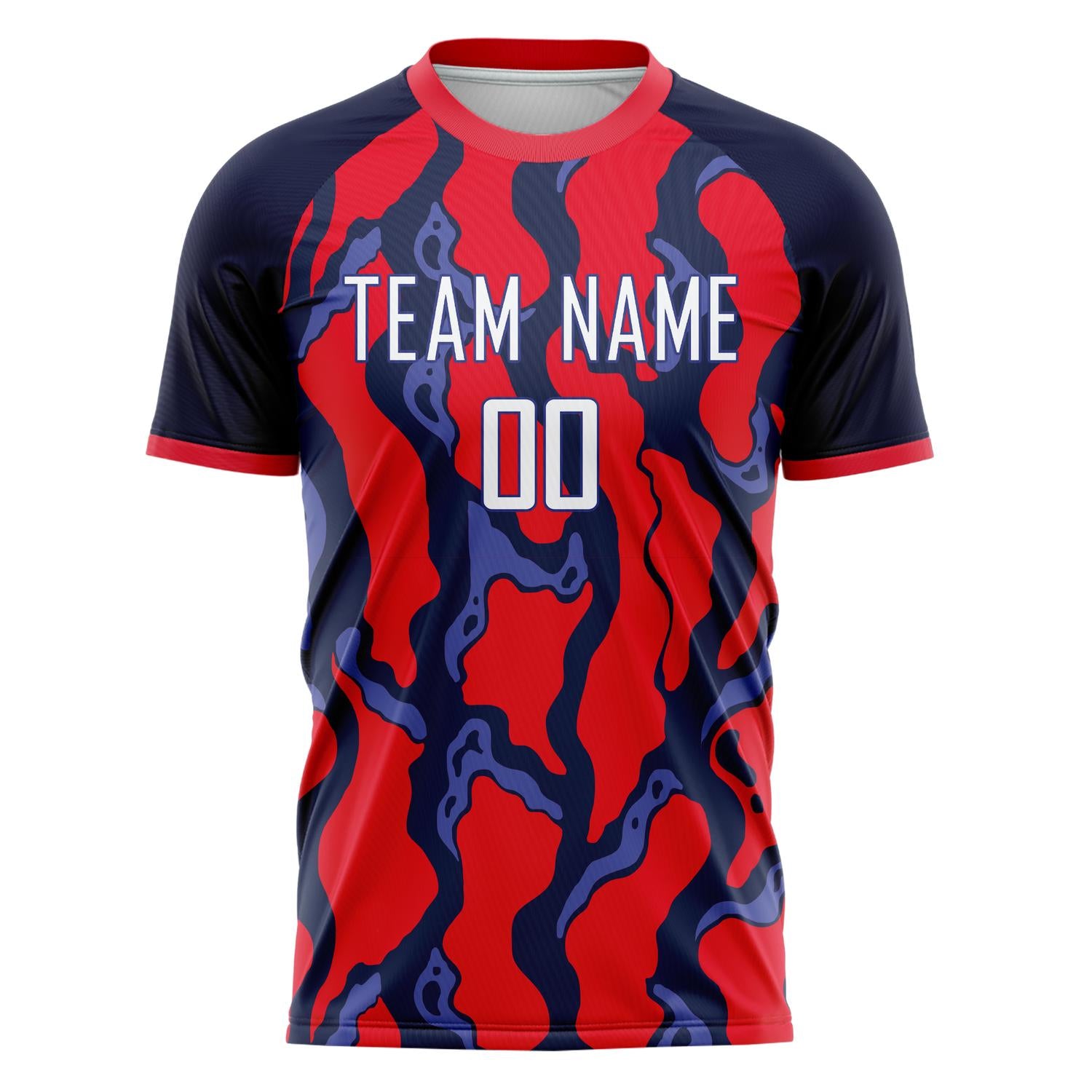 Custom Red Black Pattern Soccer Jersey