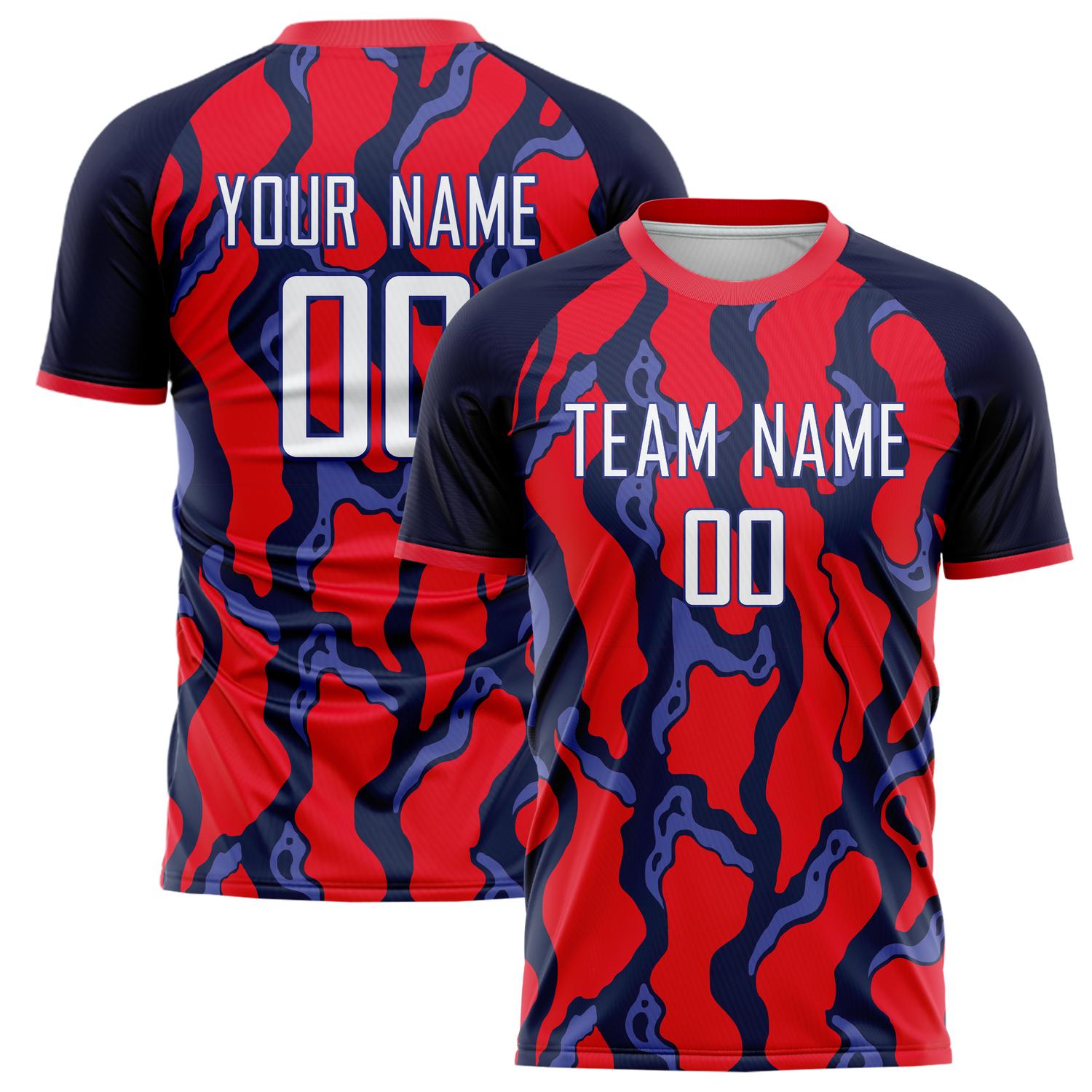 Custom Red Black Pattern Soccer Jersey FT02240809JC009