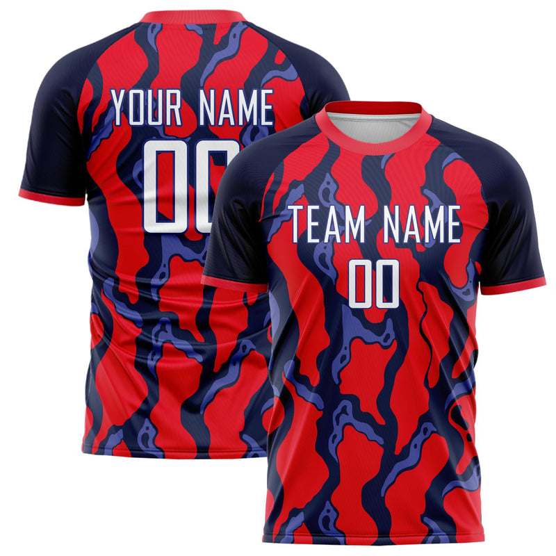 Custom Red Black Pattern Soccer Jersey FT02240809JC009