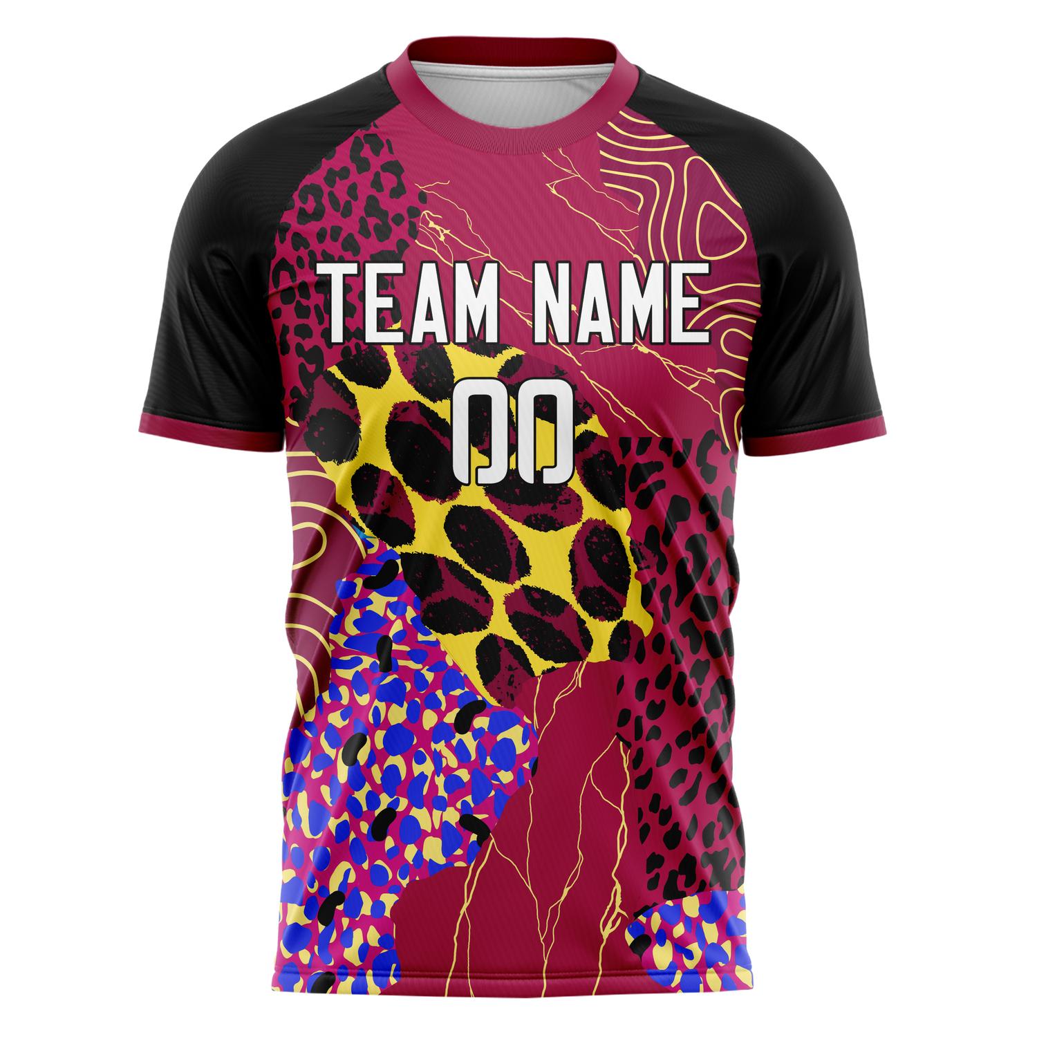 Custom Red Black Pattern Soccer Jersey