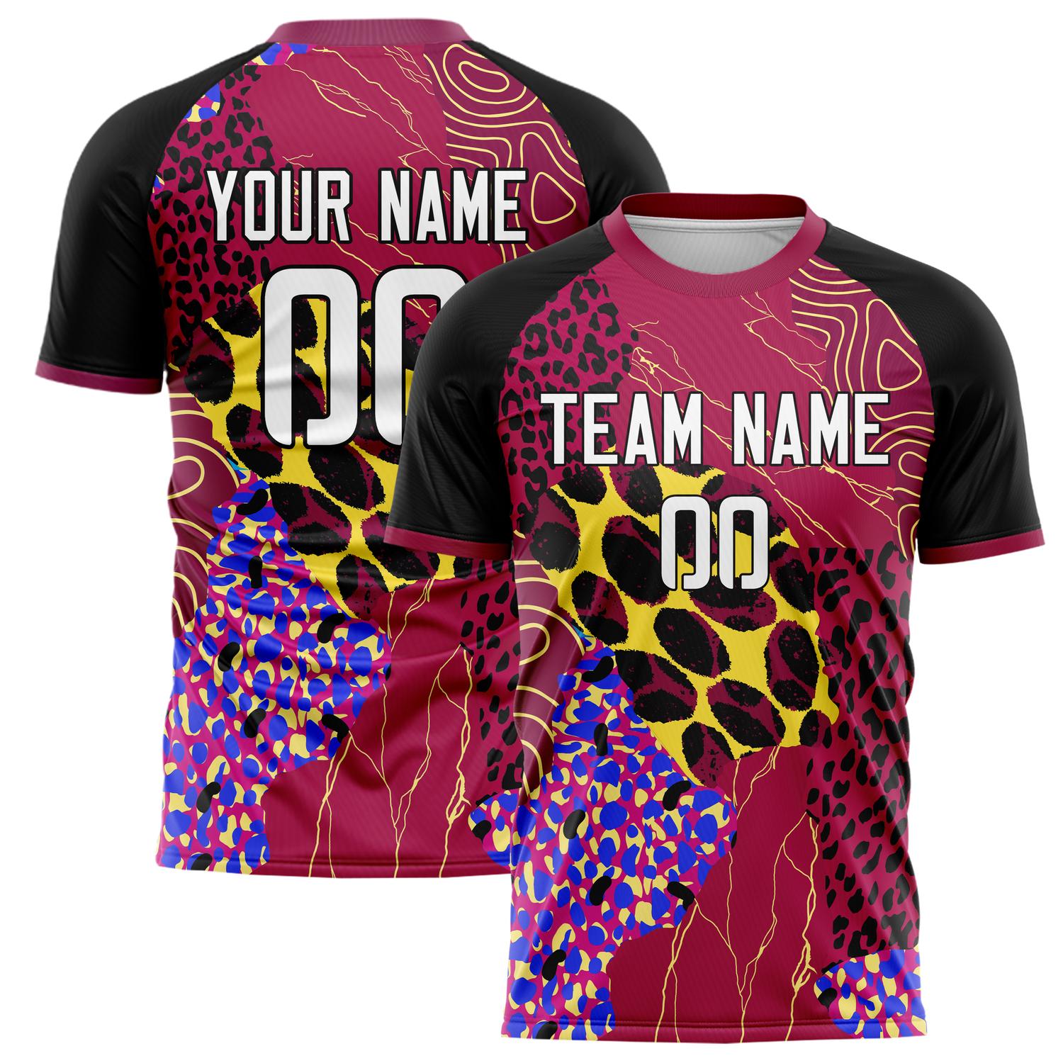 Custom Red Black Pattern Soccer Jersey FT02240809JC010