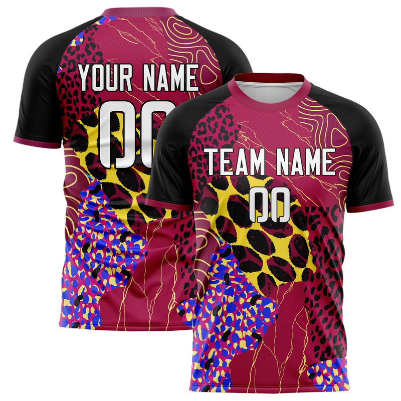 Custom Red Black Pattern Soccer Jersey FT02240809JC010