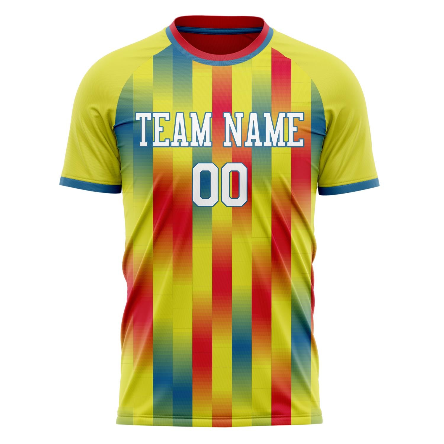 Custom Yellow Red Pattern Soccer Jersey
