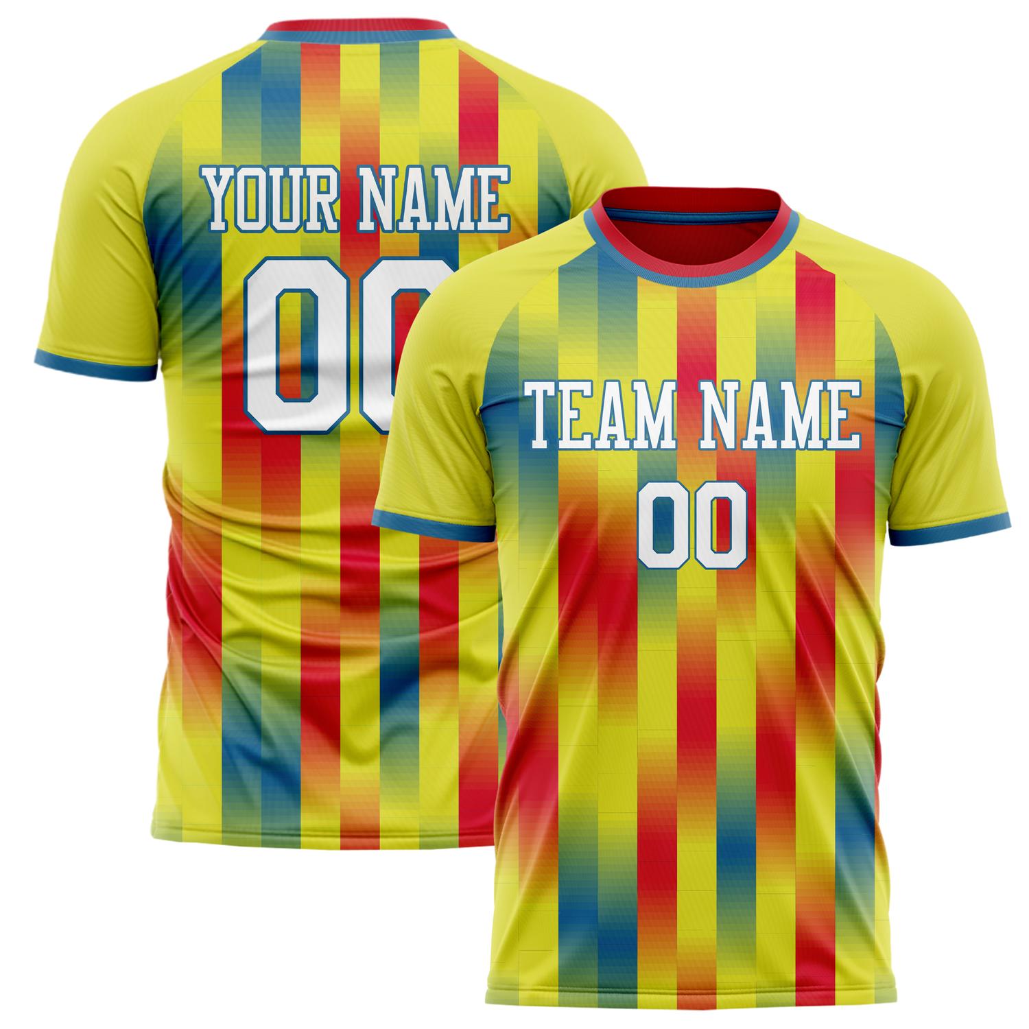 Custom Yellow Red Pattern Soccer Jersey FT02240809JC011