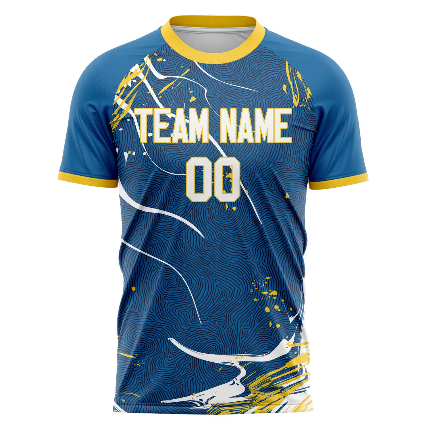 Custom Navy White Pattern Soccer Jersey