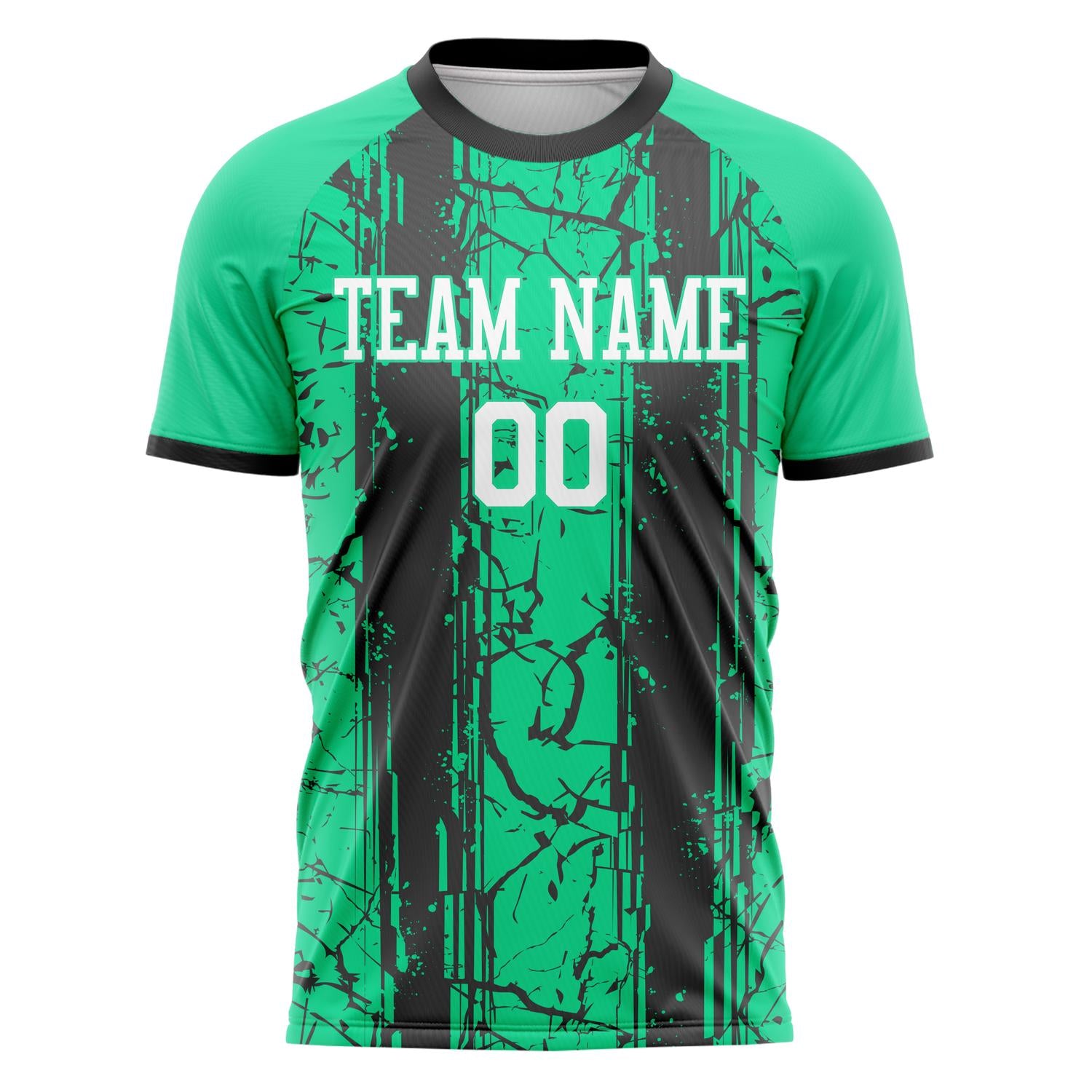 Custom Teal Black Pattern Soccer Jersey