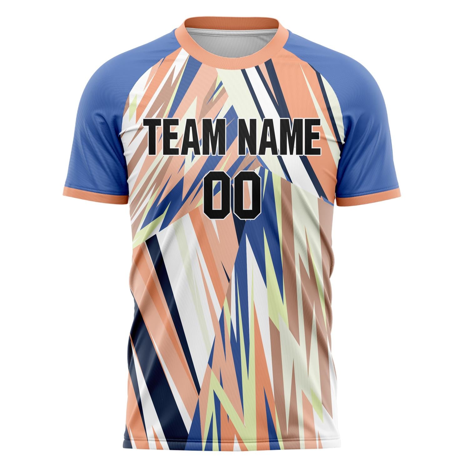 Custom Blue Black Pattern Soccer Jersey