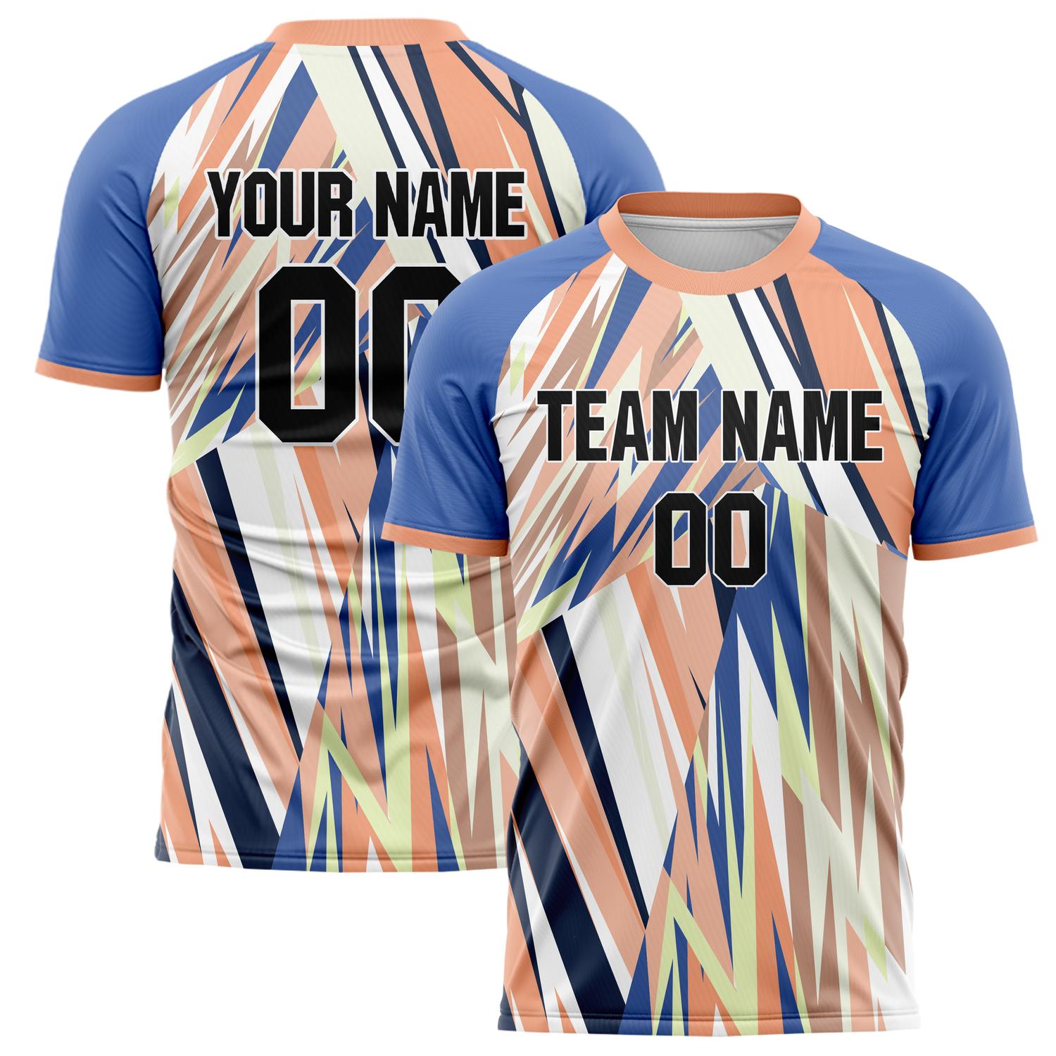 Custom Blue Black Pattern Soccer Jersey FT02240809JC019