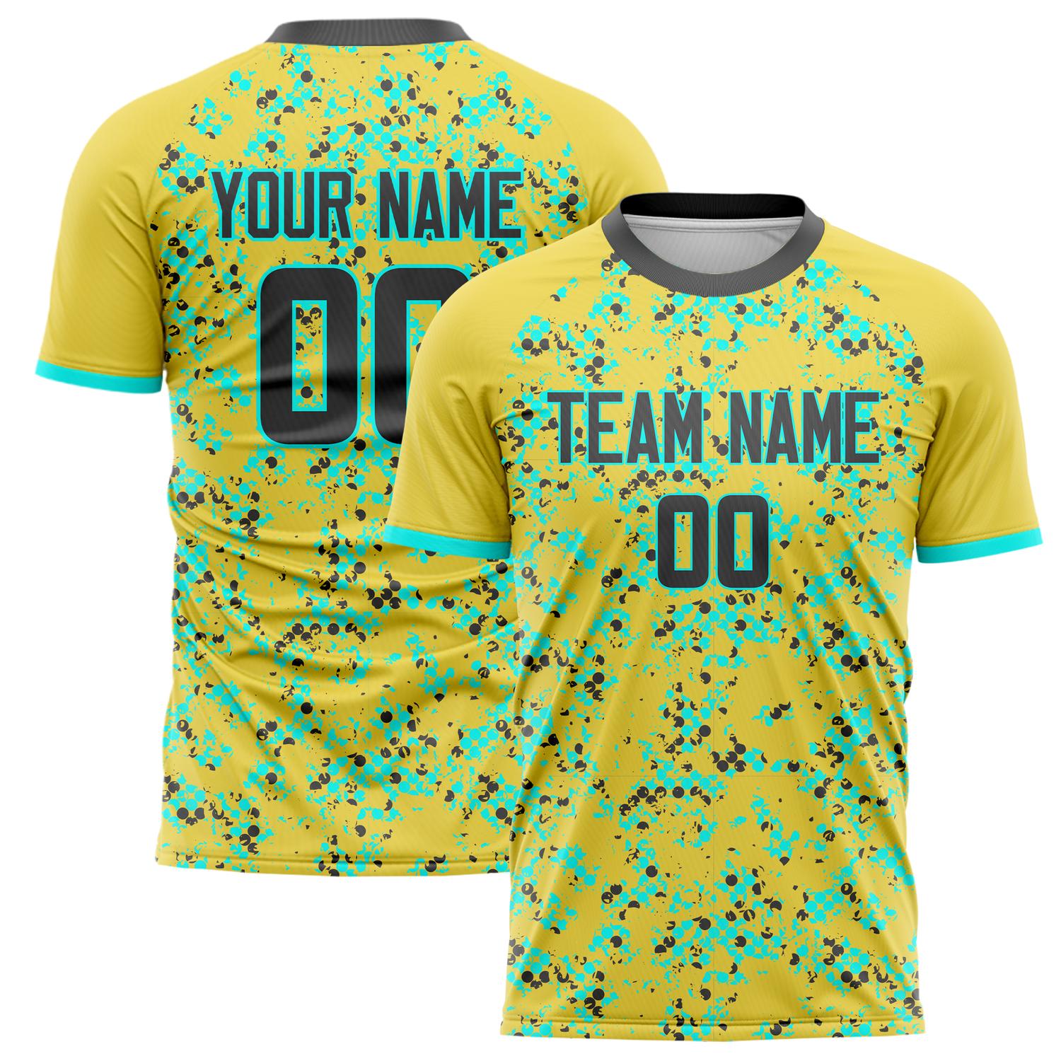 Custom Yellow Gray Pattern Soccer Jersey FT02240809JC020
