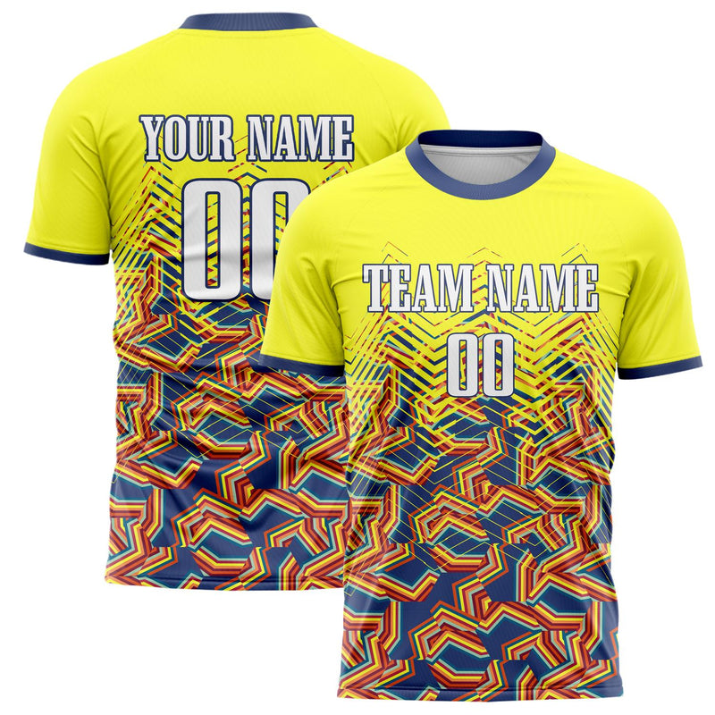 Custom Yellow Navy Pattern Soccer Jersey FT02240809JC024