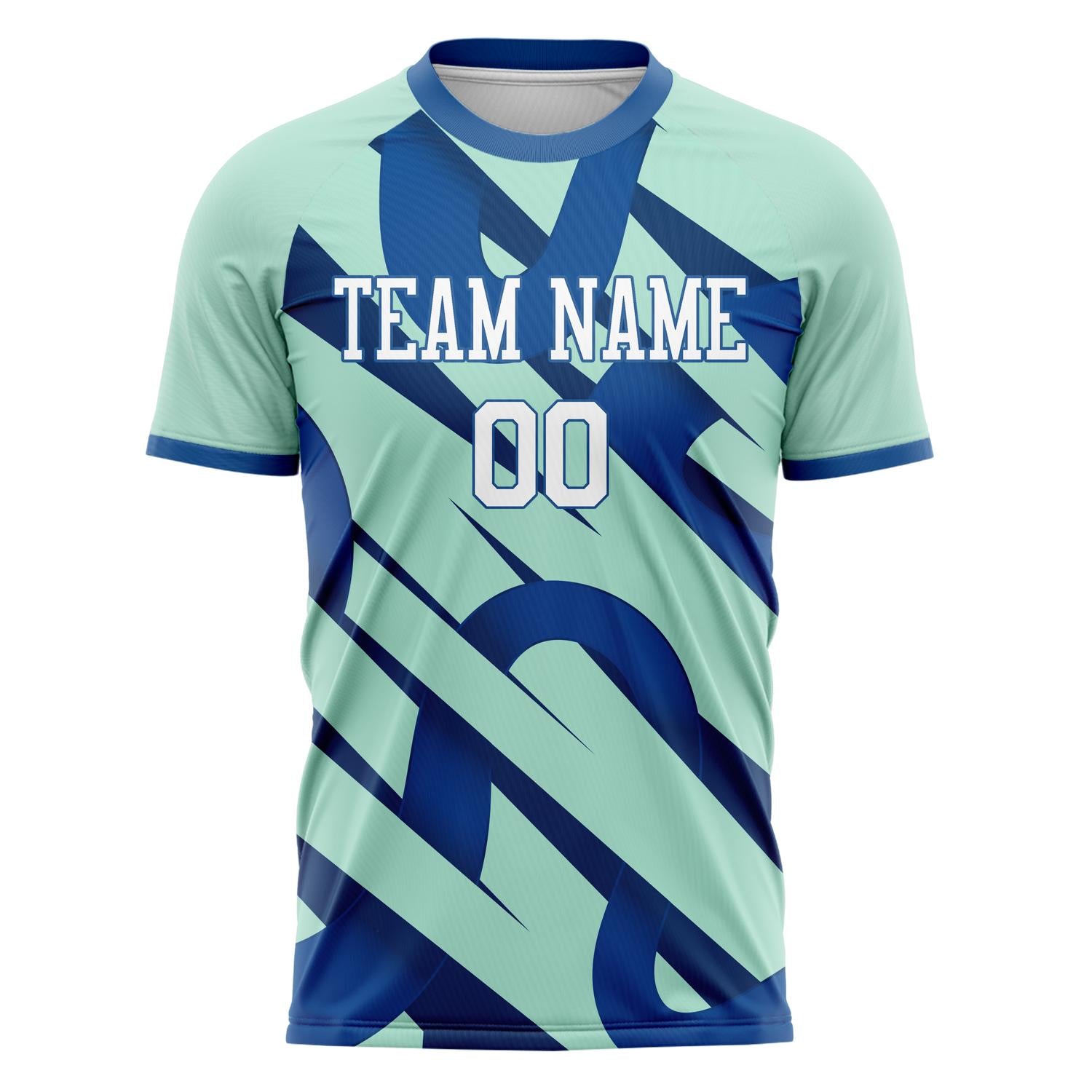 Custom Teal Blue Pattern Soccer Jersey