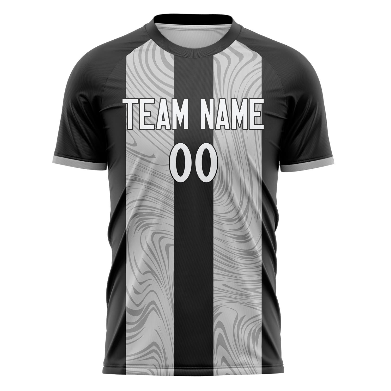 Custom Black Gray Pattern Soccer Jersey