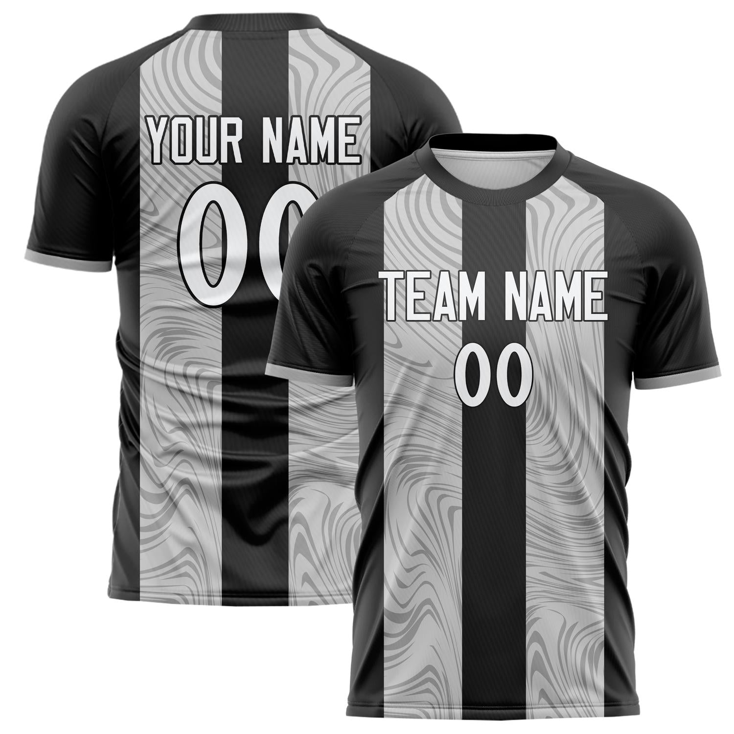 Custom Black Gray Pattern Soccer Jersey FT02240809JC026
