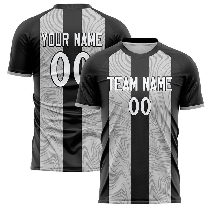 Custom Black Gray Pattern Soccer Jersey FT02240809JC026