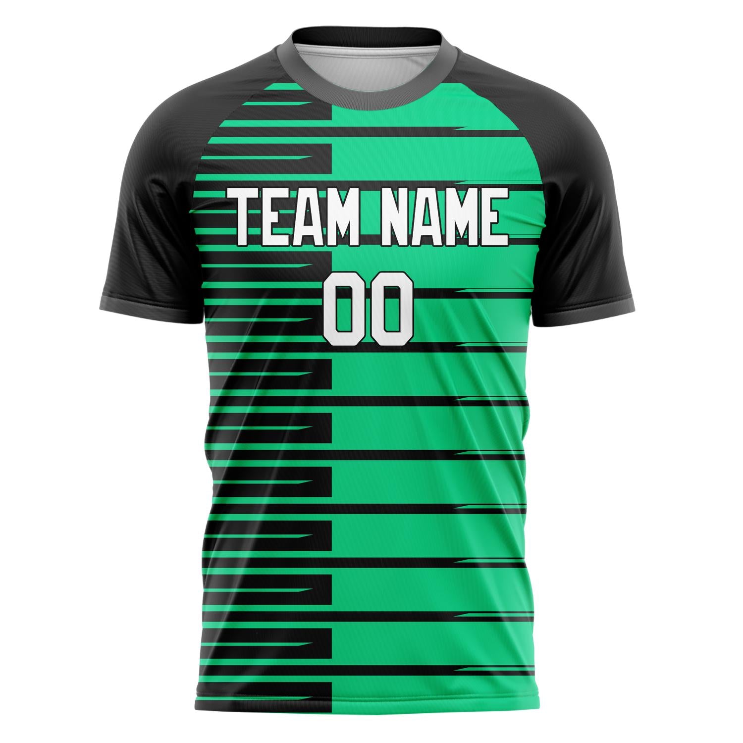 Custom Black Green Pattern Soccer Jersey