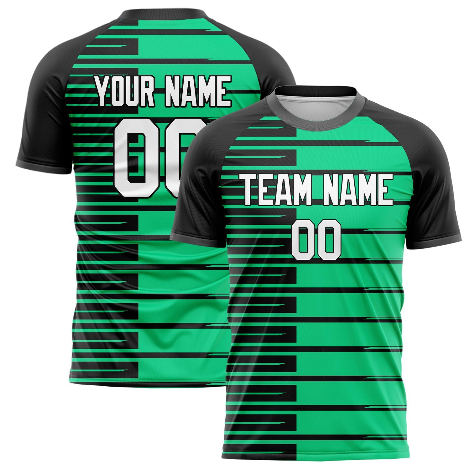 Custom Black Green Pattern Soccer Jersey FT02240809JC027
