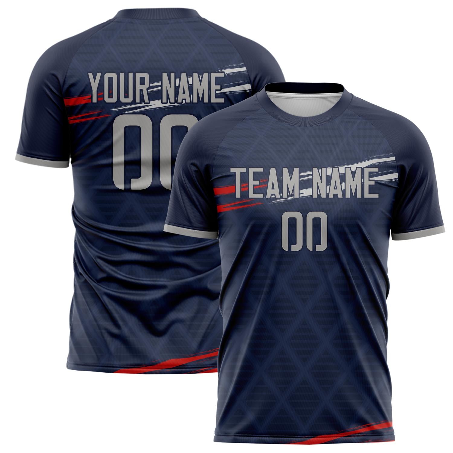 Custom Navy Gray Pattern Soccer Jersey FT02240809JC028