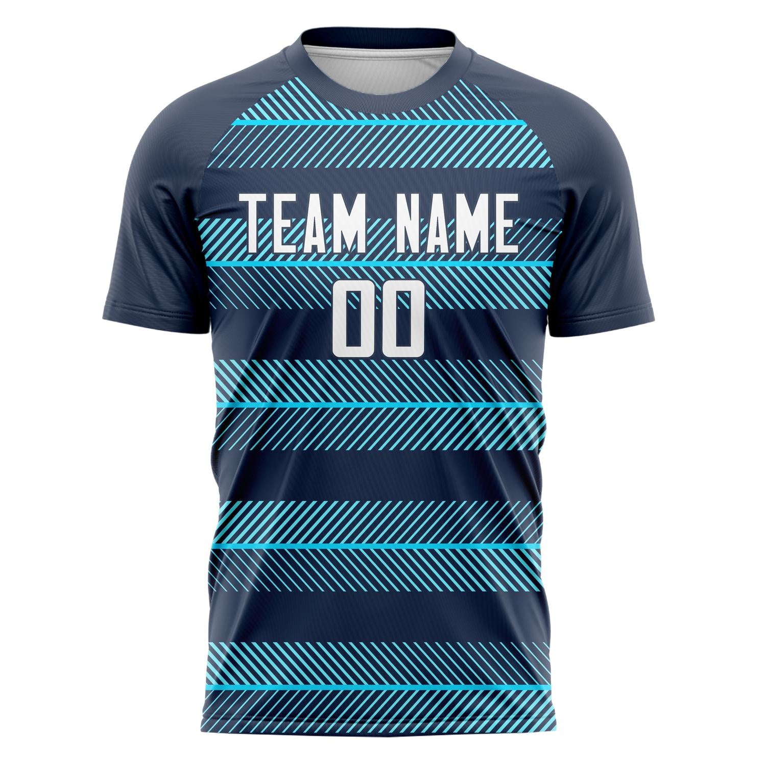 Custom Navy Blue Pattern Soccer Jersey