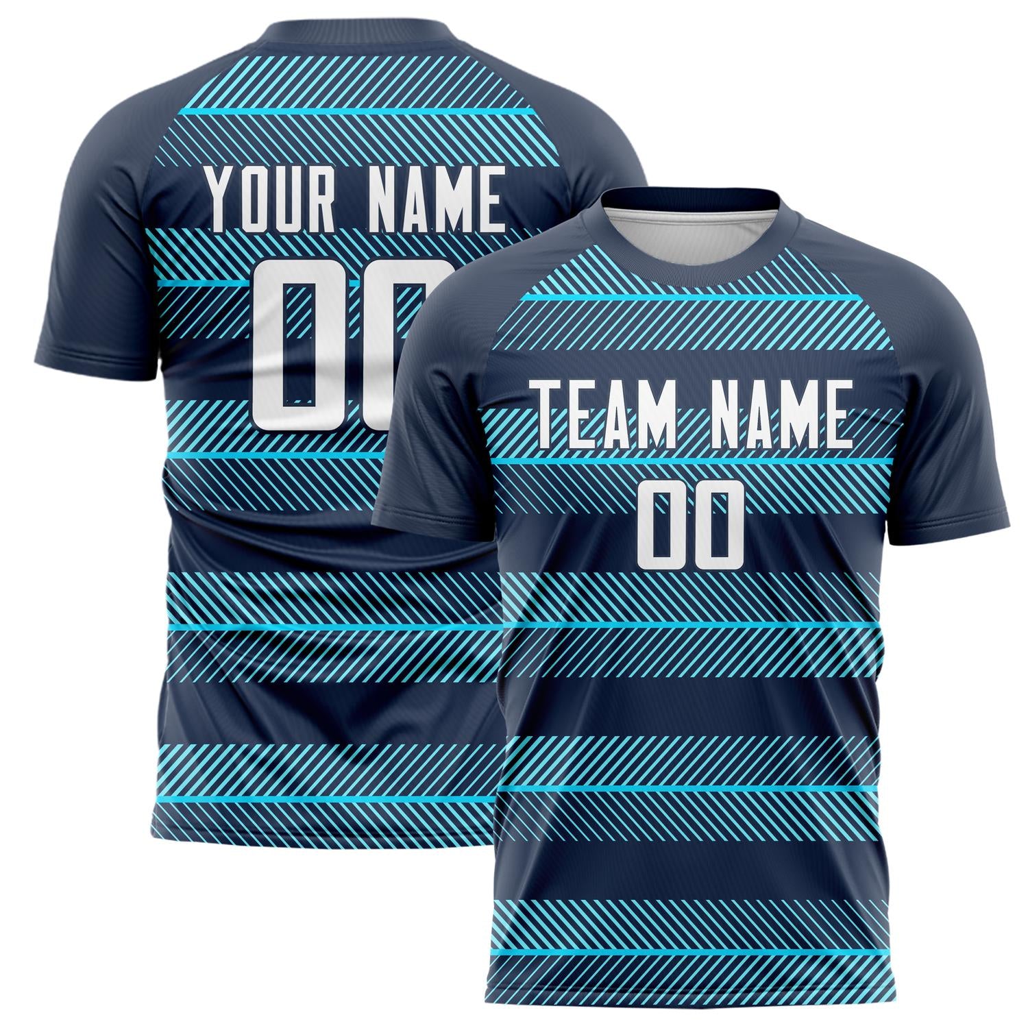 Custom Navy Blue Pattern Soccer Jersey FT02240809JC030