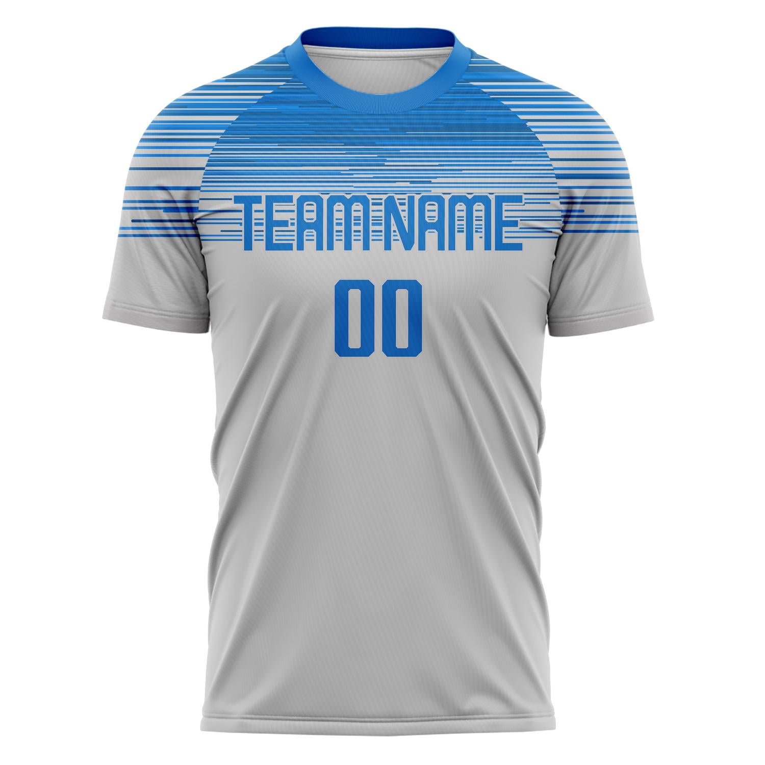 Custom Gray Blue Pattern Soccer Jersey