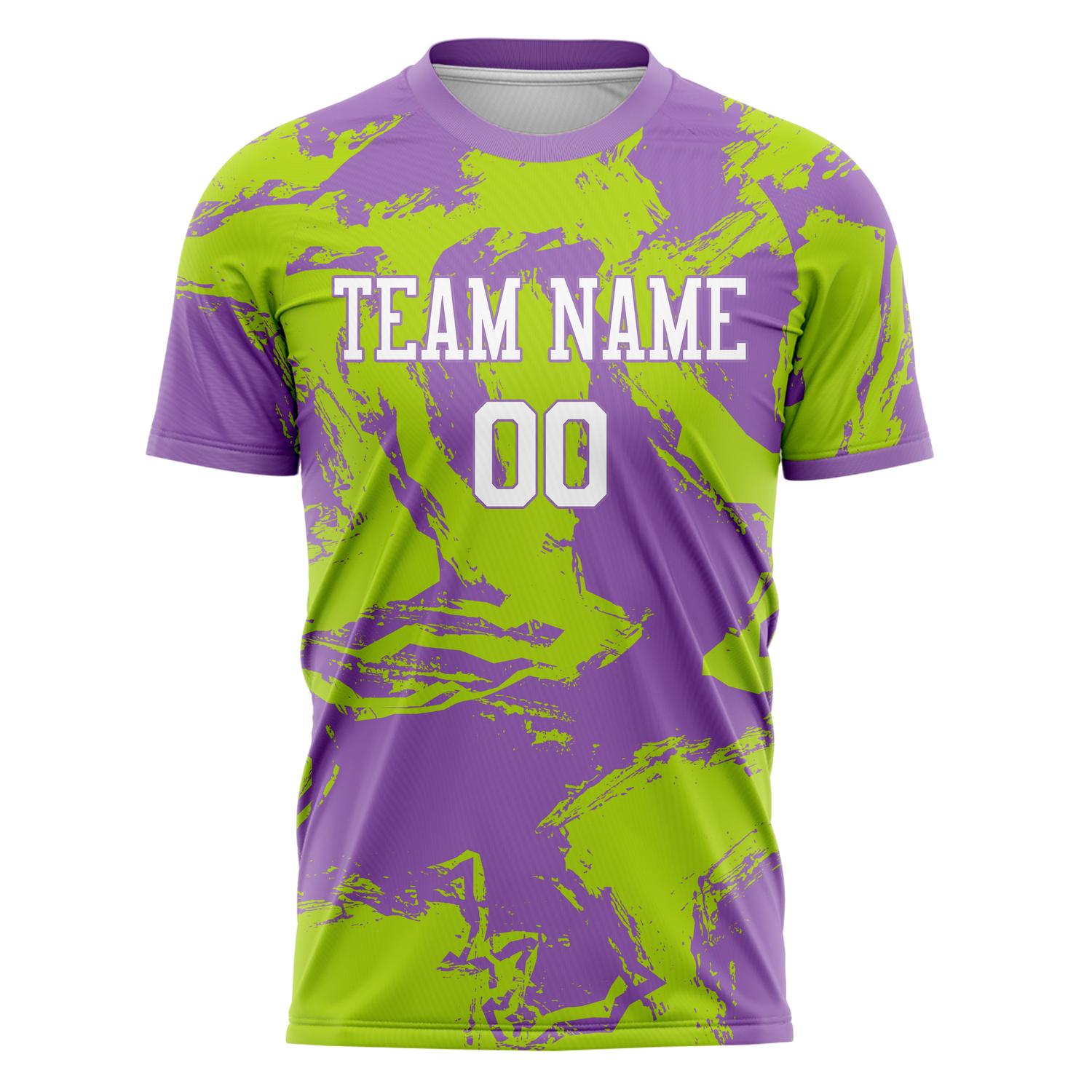Custom Purple Green Pattern Soccer Jersey